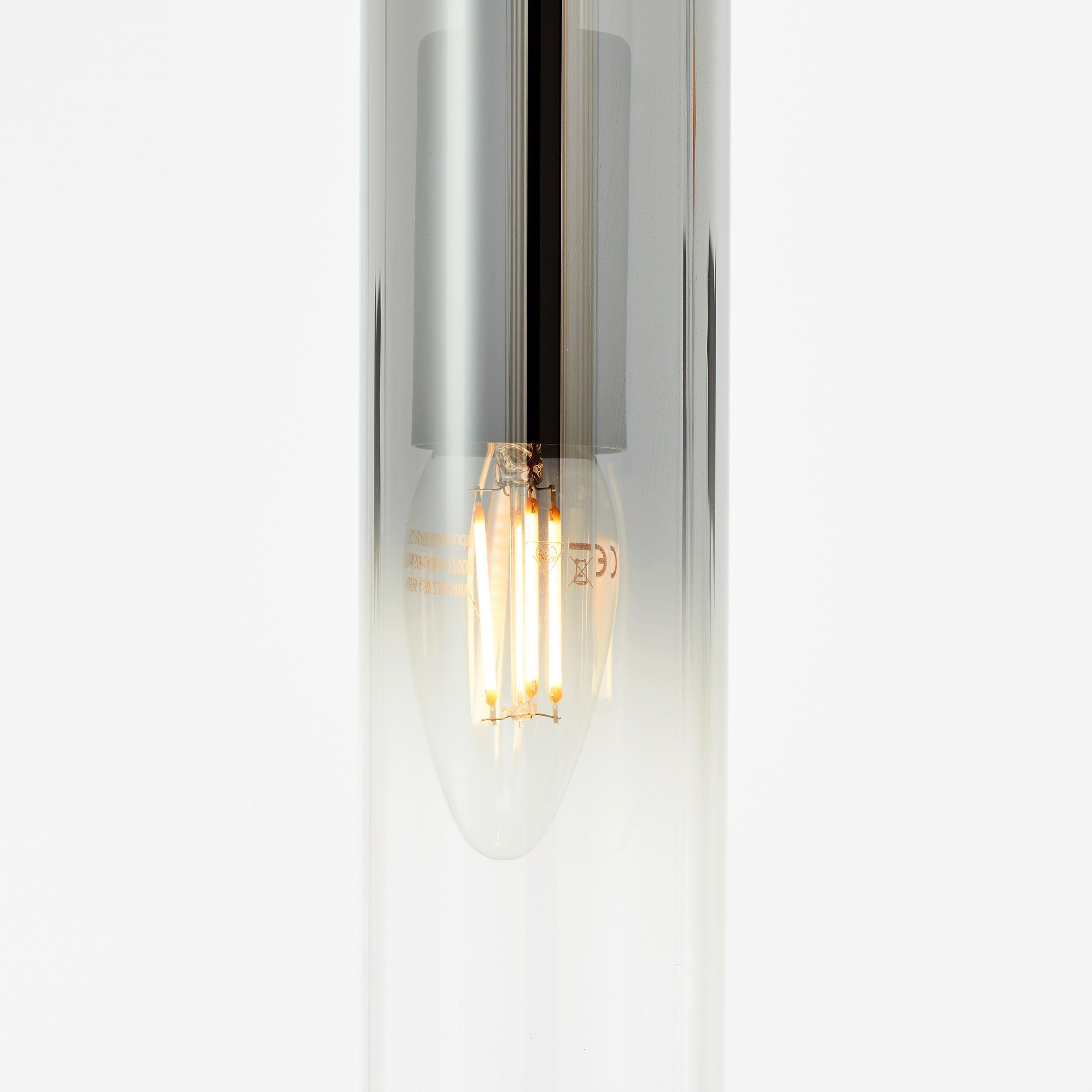 Brilliant Leuchten Hanglamp Glasini 199 x 15 cm, e14, inkortbaar, metaal/rookglas, mat zwart