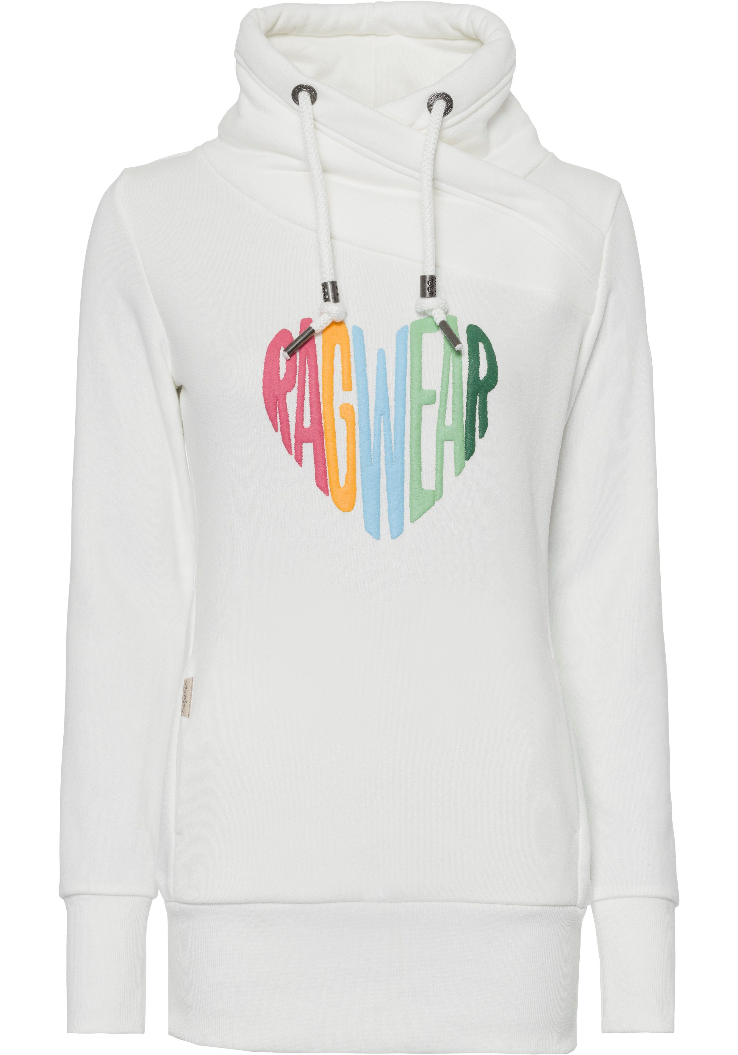 Ragwear Sweater NESKA LOVE O met asymmetrische sjaalkraag in rainbow pride design