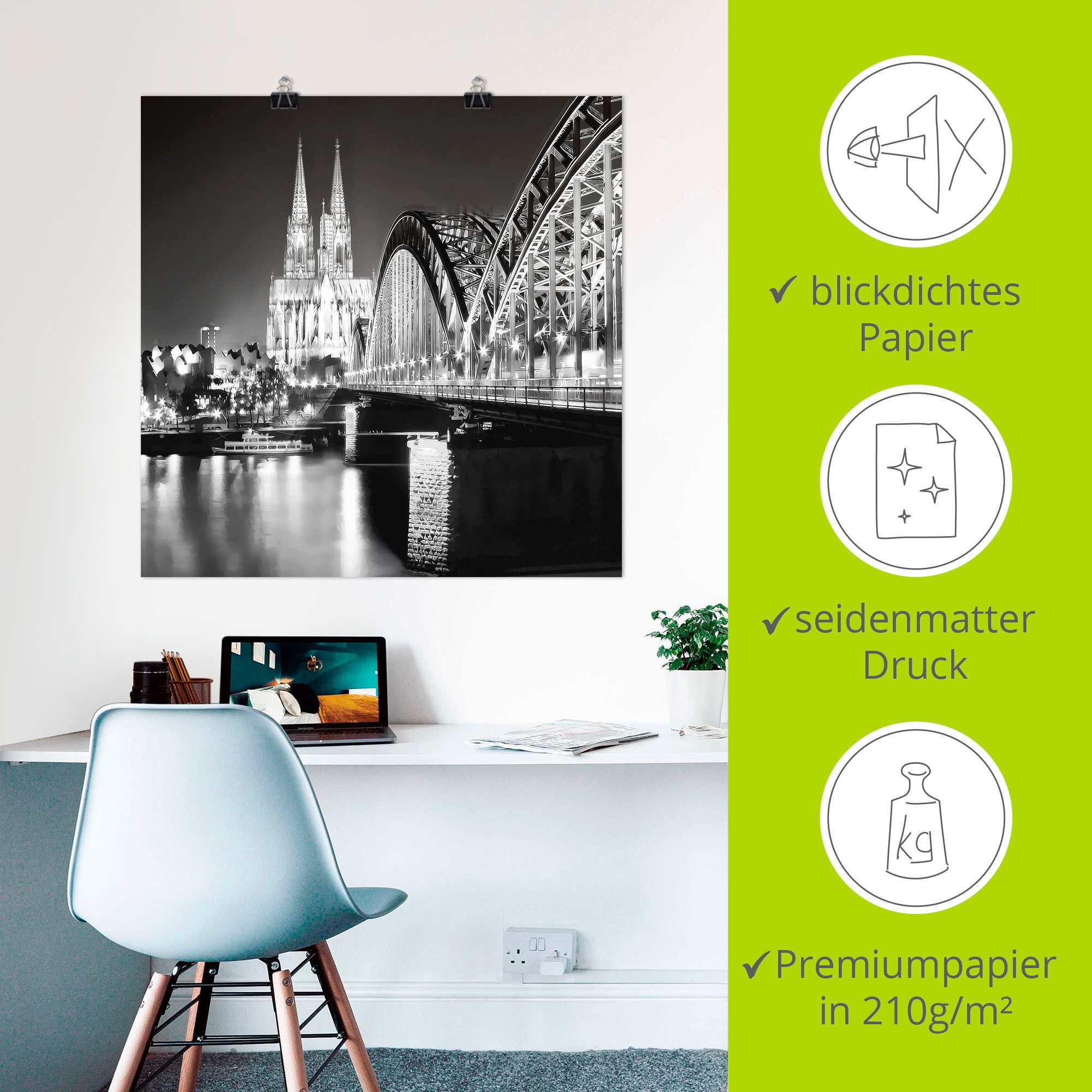 Artland Artprint Keulen Skyline abstracte collage 19 als artprint op linnen, poster in verschillende formaten maten