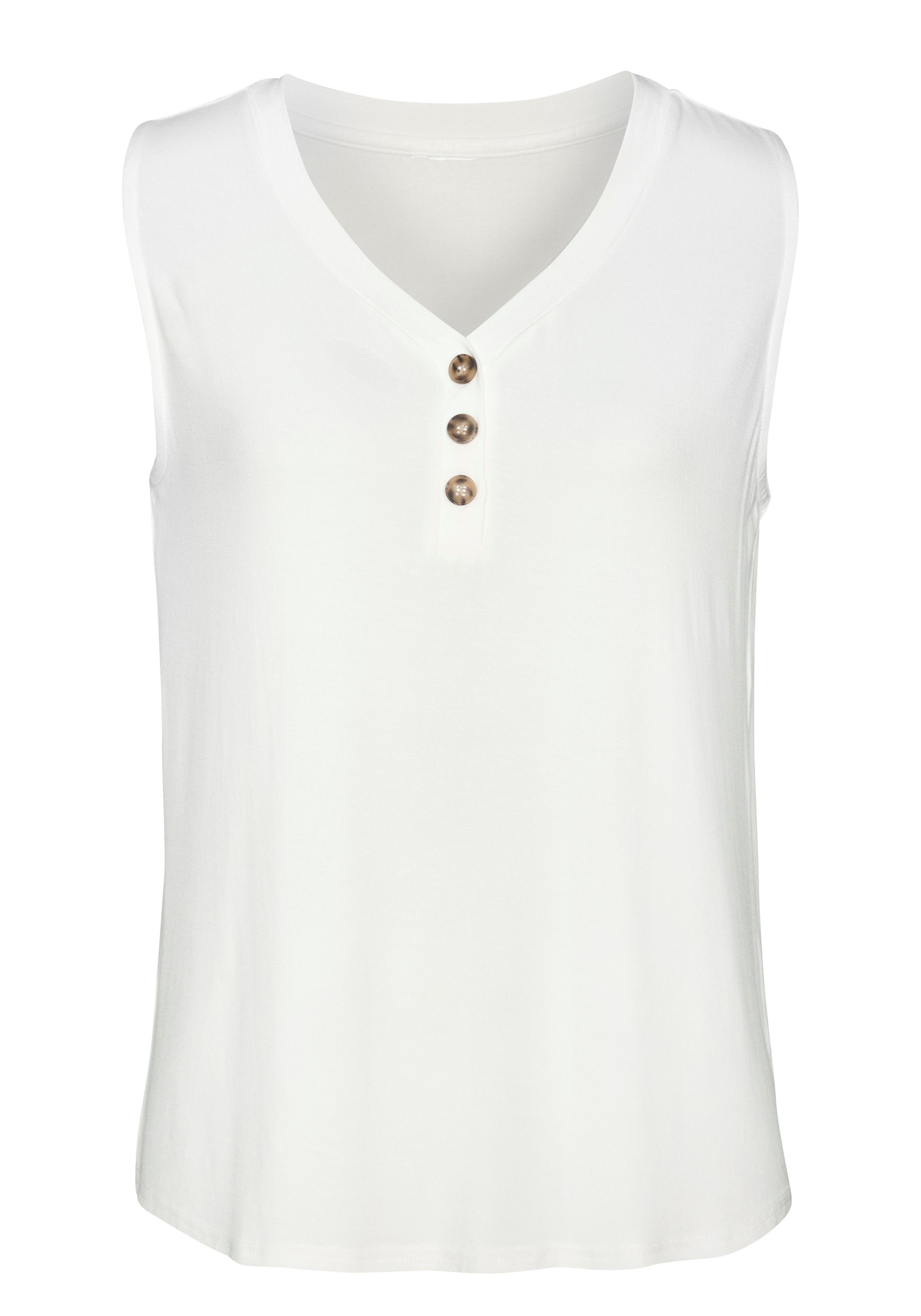 Lascana Shirttop Met sierknoppen in hoornlook (2-delig, Set van 2)