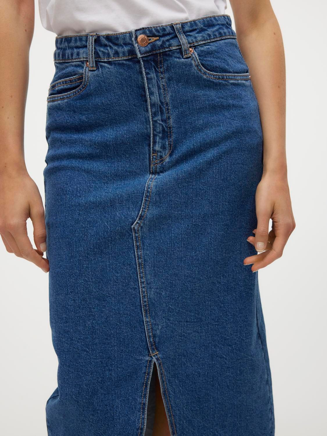 Vero Moda Maxirok VMVERI HR CALF DENIM SKIRT GA NOOS