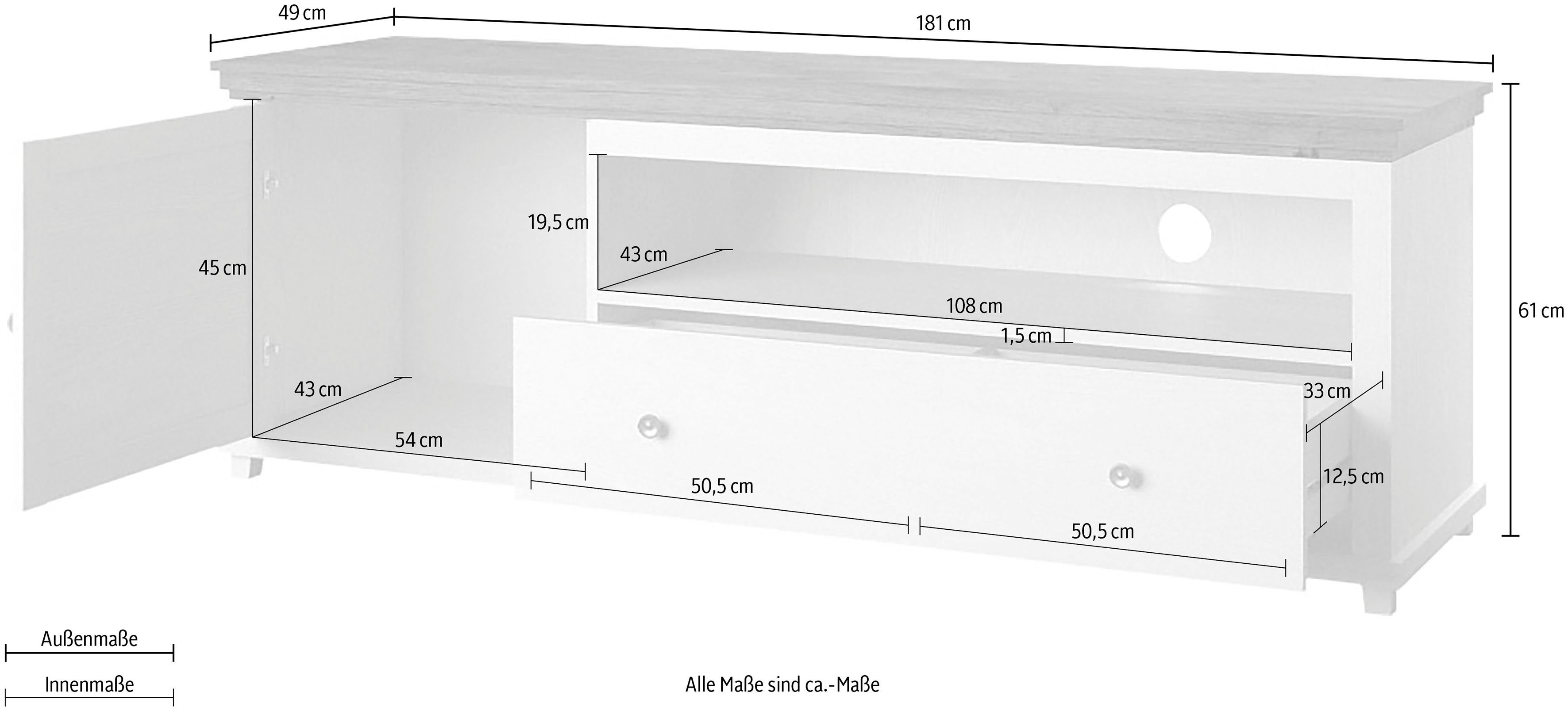 Home affaire Tv-meubel Evora Breedte 181 cm