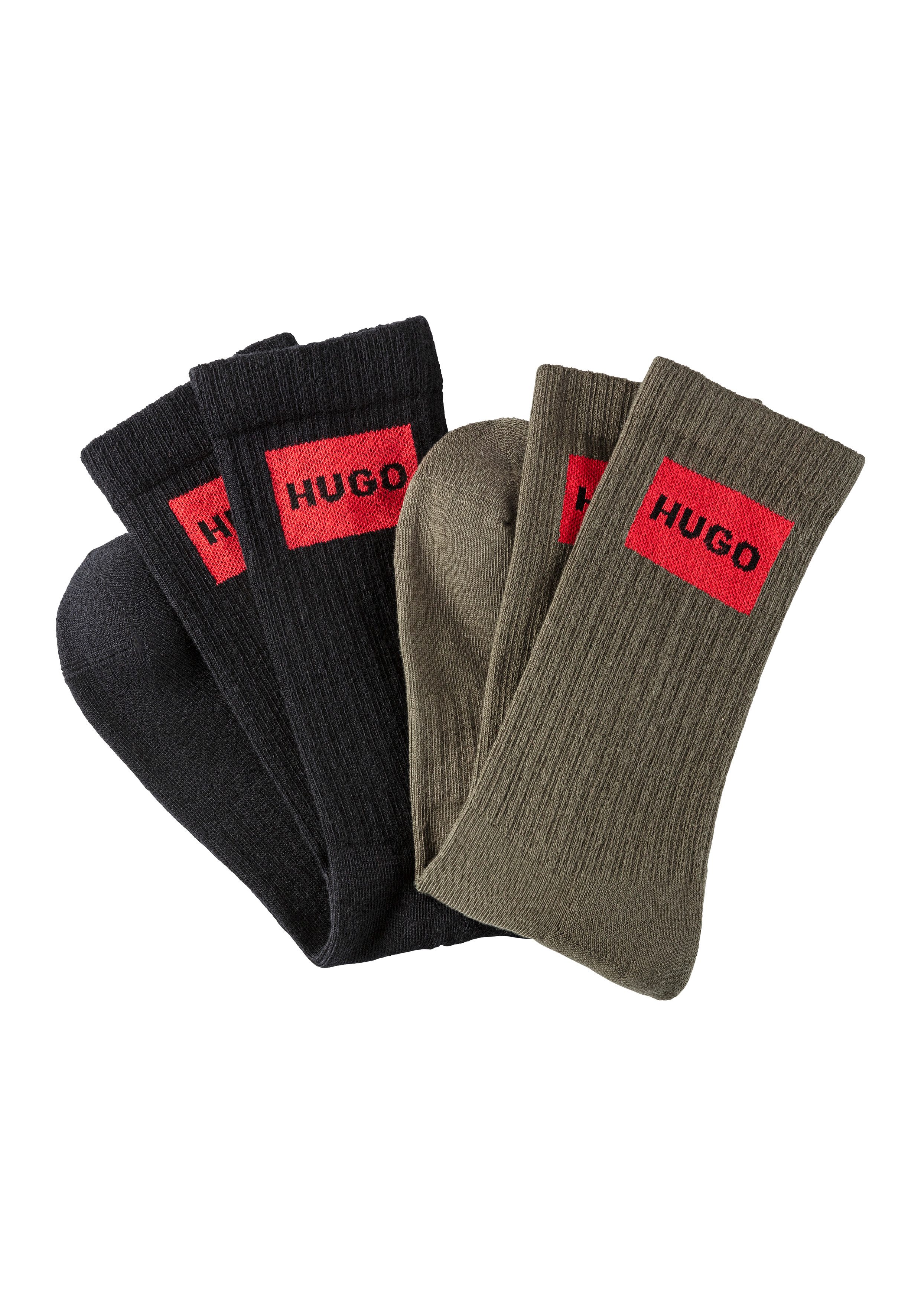 HUGO underwear Sokken 2P QS RIB LAB COL CC met gebreid hugo boss logo (2 paar Set van 2)