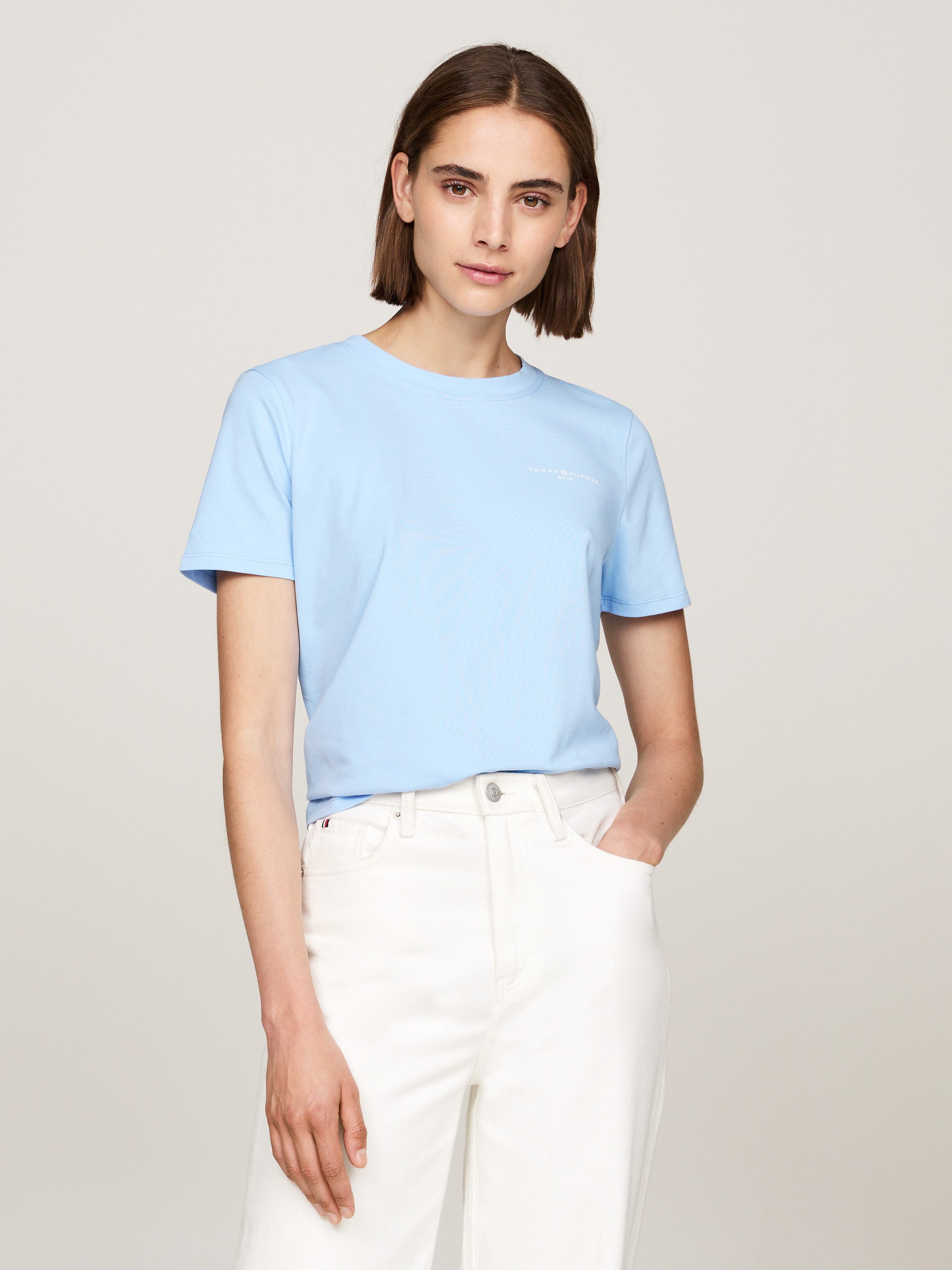 Tommy Hilfiger Shirt met ronde hals 1985 REG MINI CORP LOGO C-NK SS met tommy hilfiger logo en borduursel