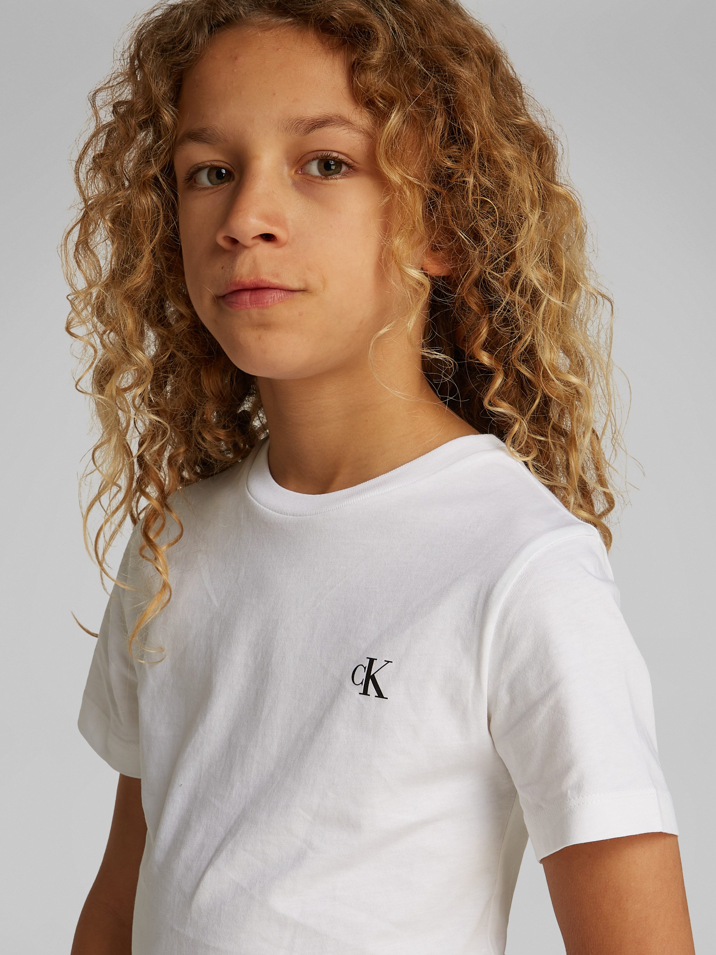 Calvin Klein T-shirt 2-PACK MONOGRAM TOP voor kinderen tot 16 jaar met logo-opdruk (2-delig)