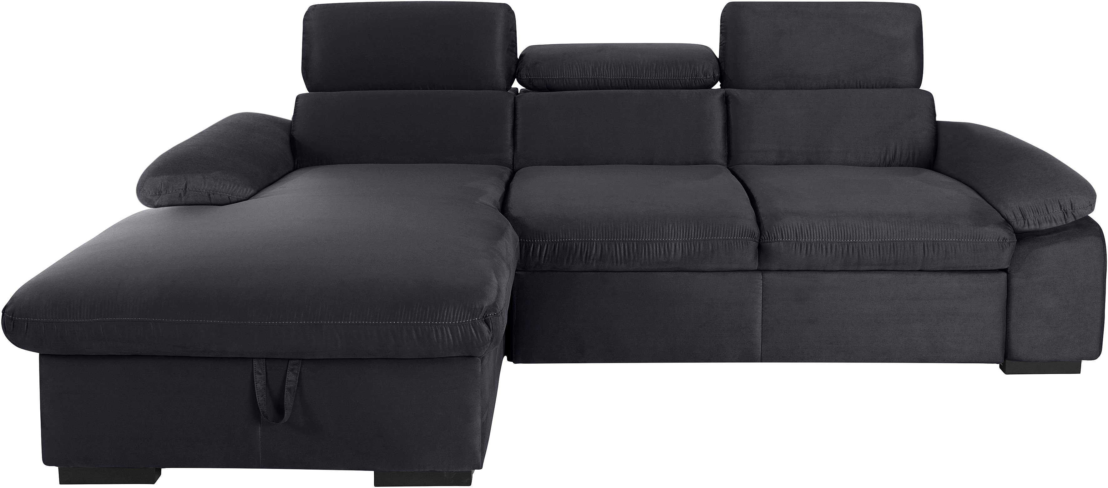 COTTA Hoekbank Lola L-vorm met hoofdeinde-functie & poef keuze met bedfunctie, bedlade & armleuningverstelling (set)