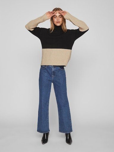 Vila Coltrui VIRIL BLOCKING ROLL-NK L/S KNIT TOP-NOOS