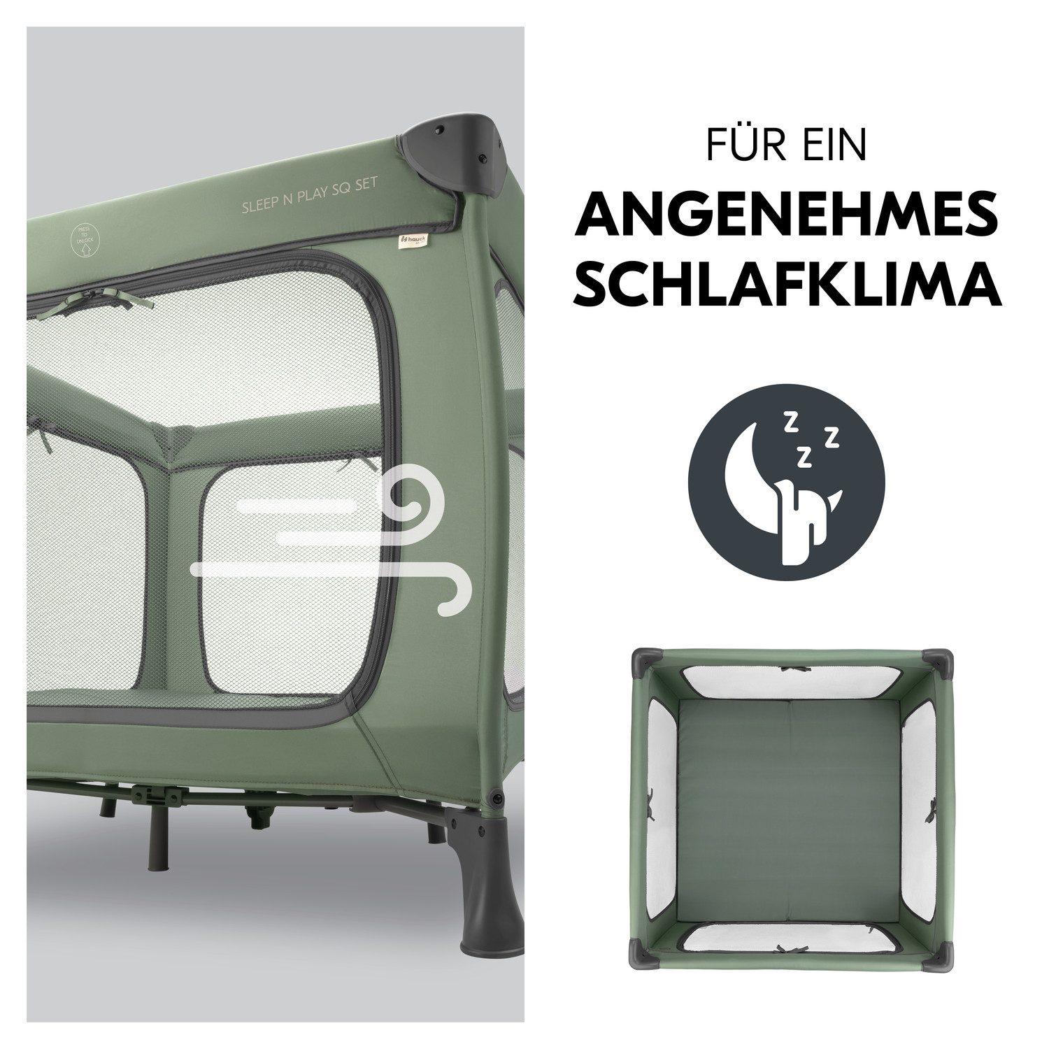 Hauck Baby-campingbed Sleep N Play SQ, Set dark green