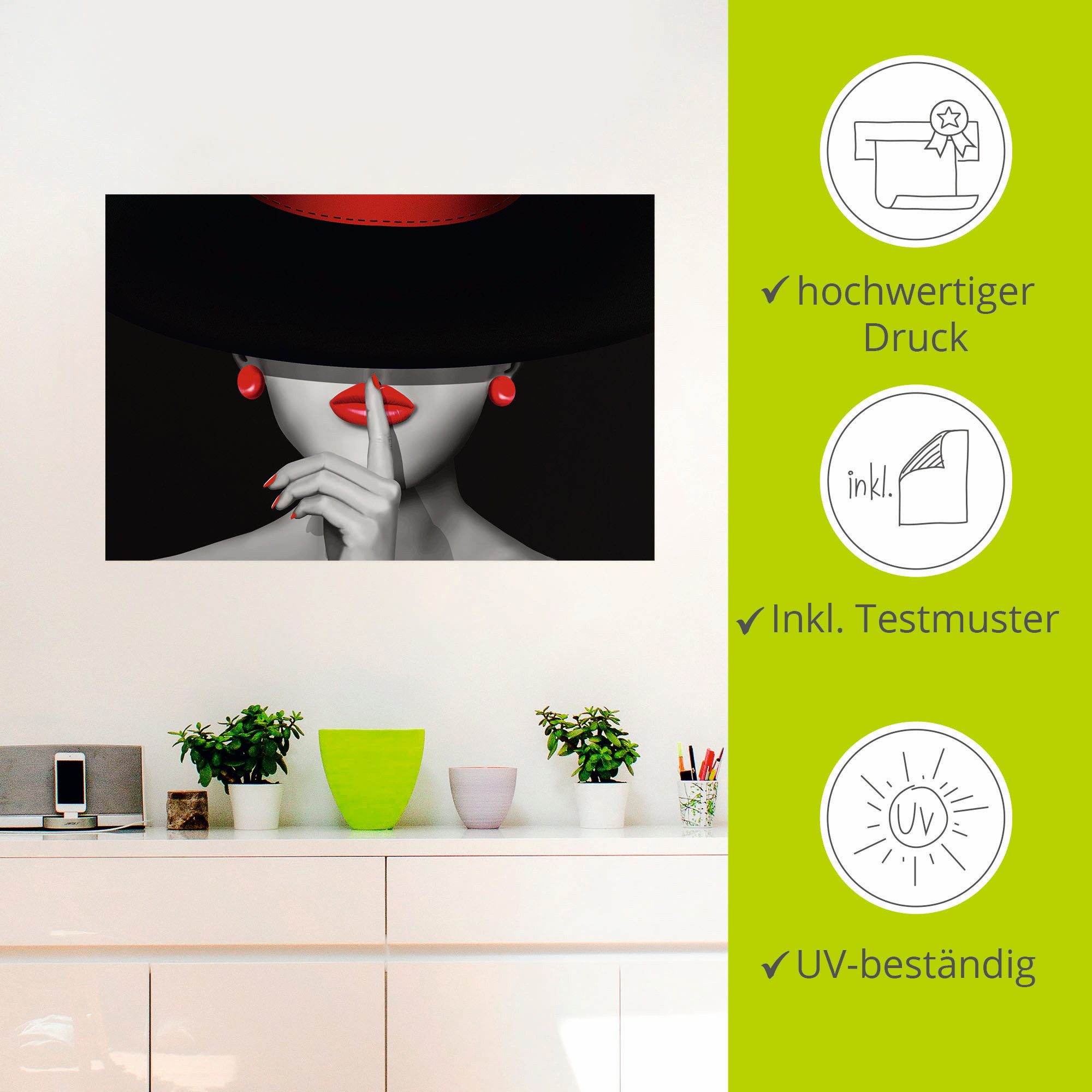 Artland Artprint Wees stil als artprint van aluminium, artprint voor buiten, artprint op linnen, poster, muursticker