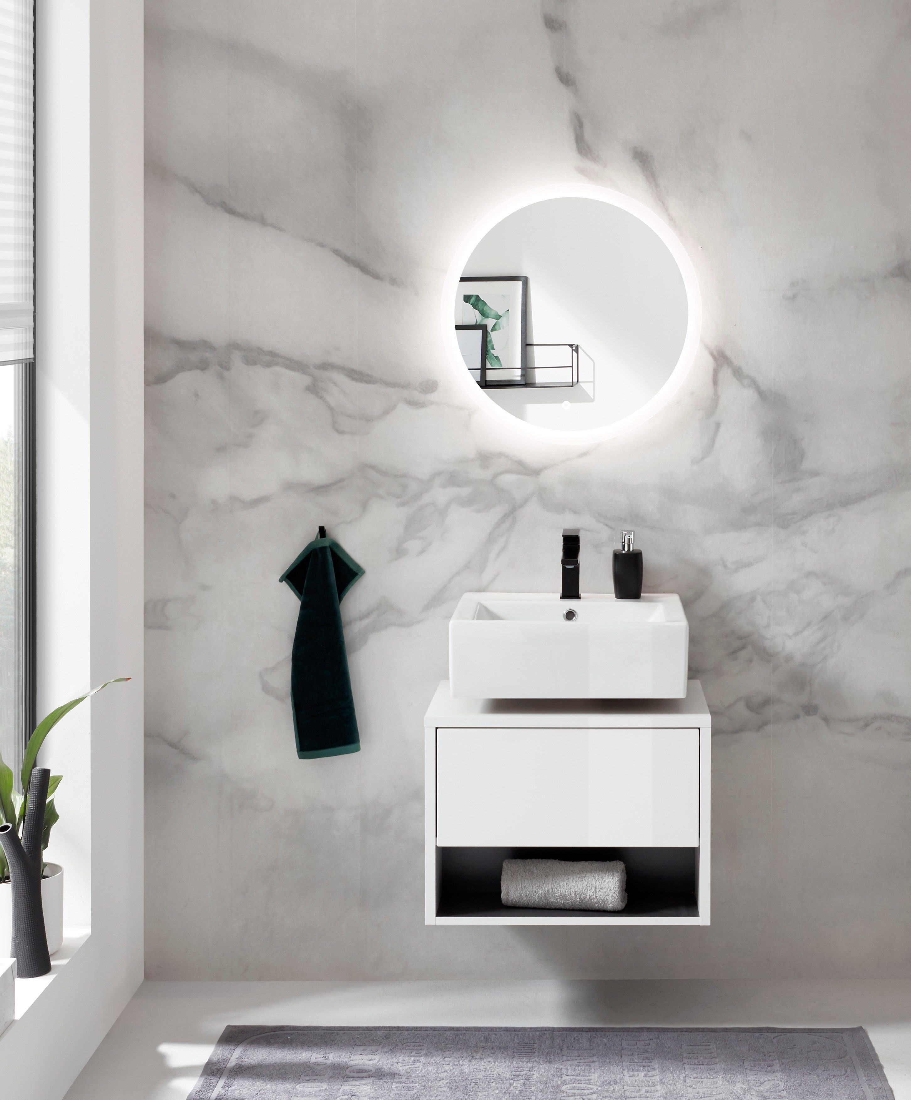Places of Style Badmeubelset Studio Line, bad in modern ontwerp, 2-delig badkamer Onderkast en spiegel, in twee kleuren beschikbaar, veel opbergruimte (2 stuks)
