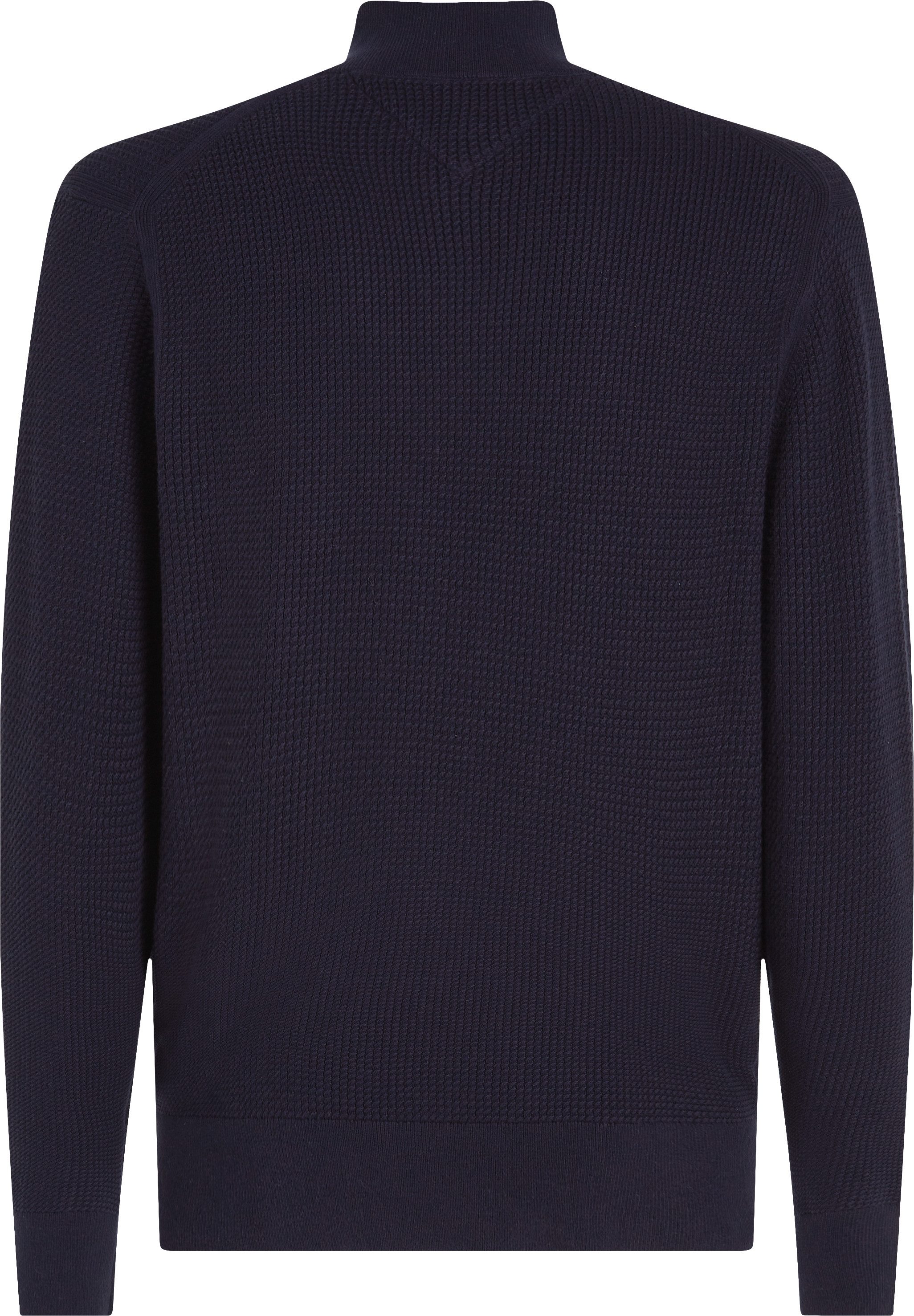 Tommy Hilfiger Trui met staande kraag BT-STRUCTURE ZIP MOCK-B in grote maten, met logo-borduursel op borsthoogte