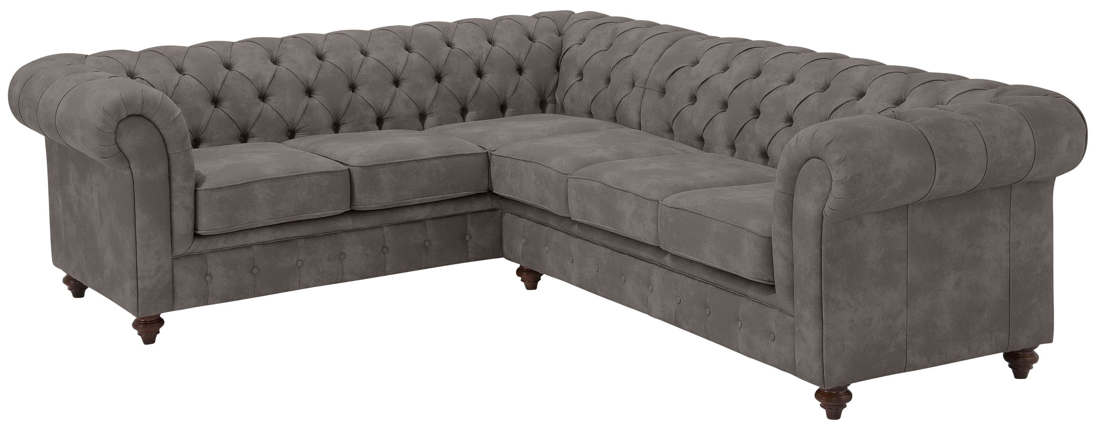 Home affaire Chesterfield-bank Chesterfield hoekbank, ook in leer L-vorm hoogwaardige knoopdetails, langer gedeelte links of rechts naar keuze