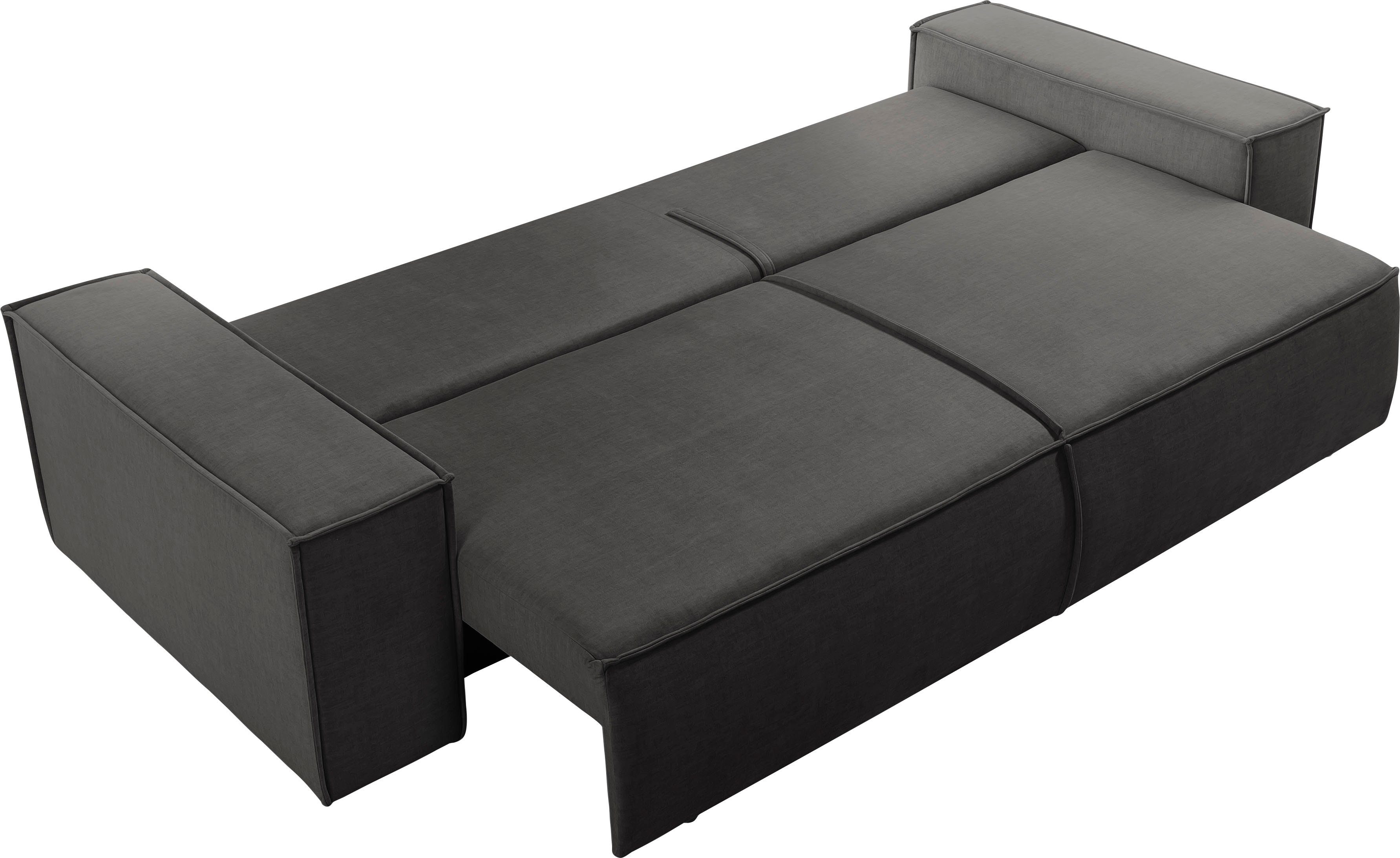 Home affaire 3-zitsbank SHERWOOD slaapbank (257 cm) ribfluweel, velours, vintage lederlook