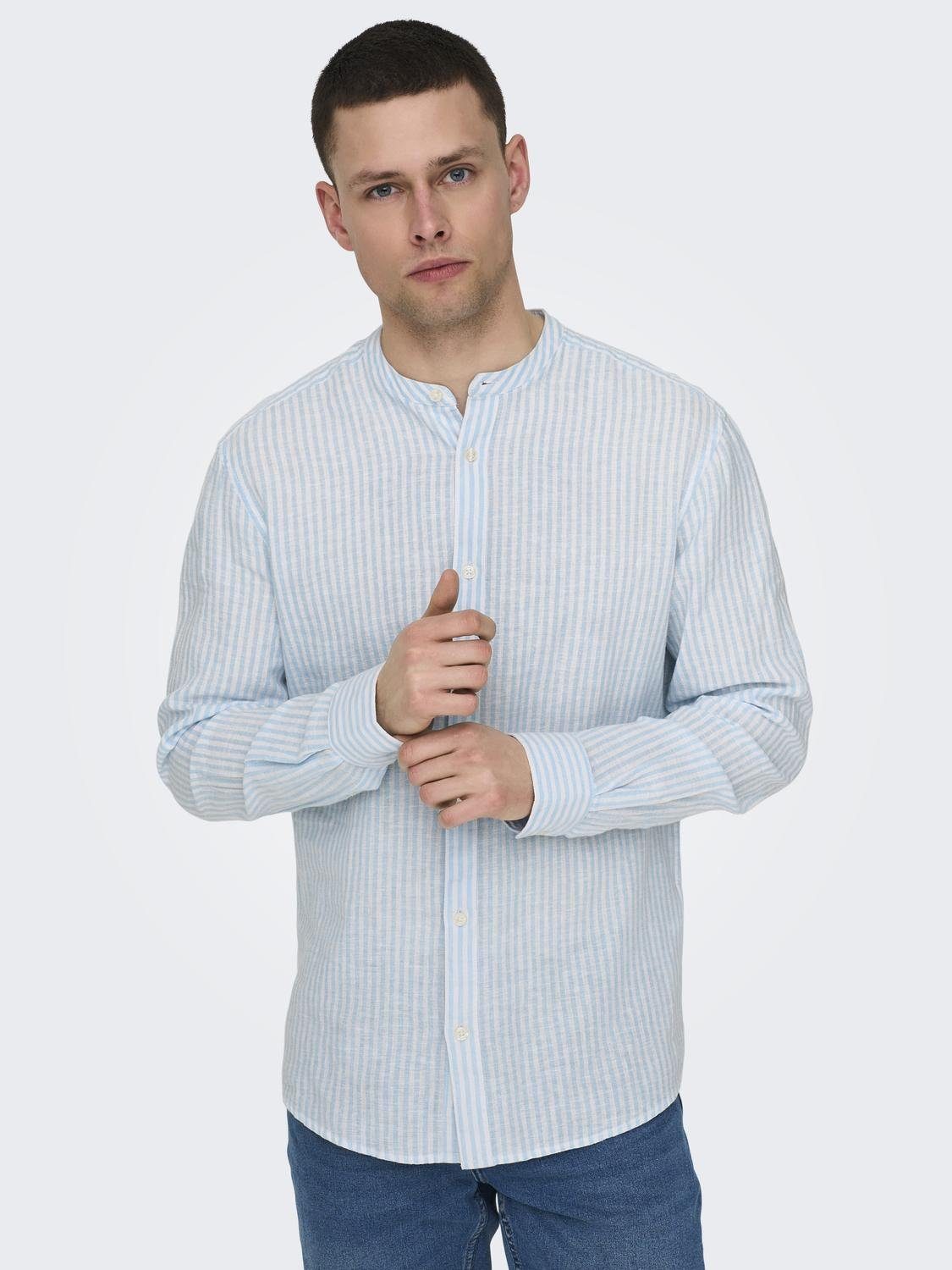Only & Sons Regular fit vrijetijdsoverhemd met maokraag model 'CAIDEN'