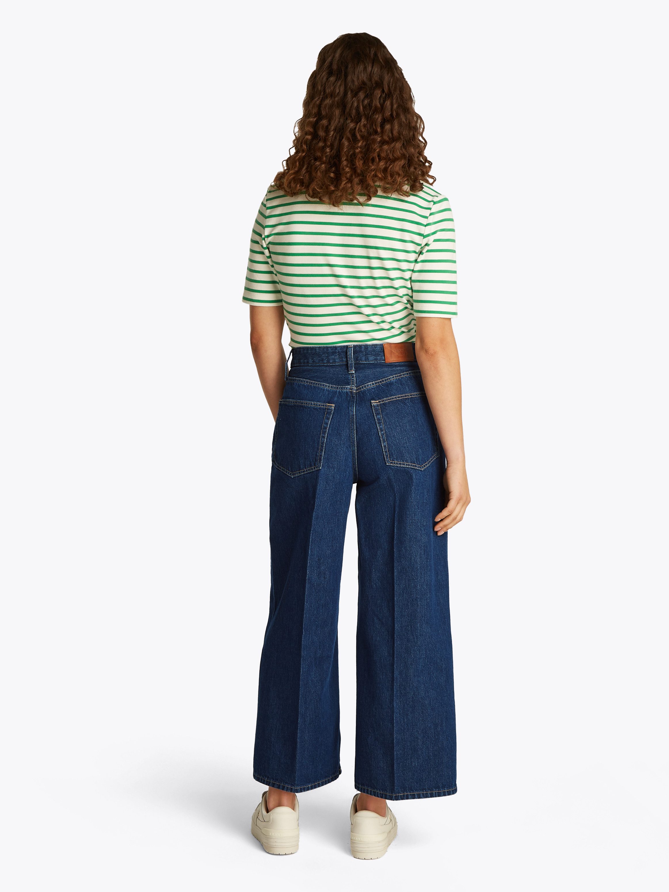 Tommy Hilfiger Wijde jeans WIDE LEG HW LOU met logo-badge, met nagels, met persplooien