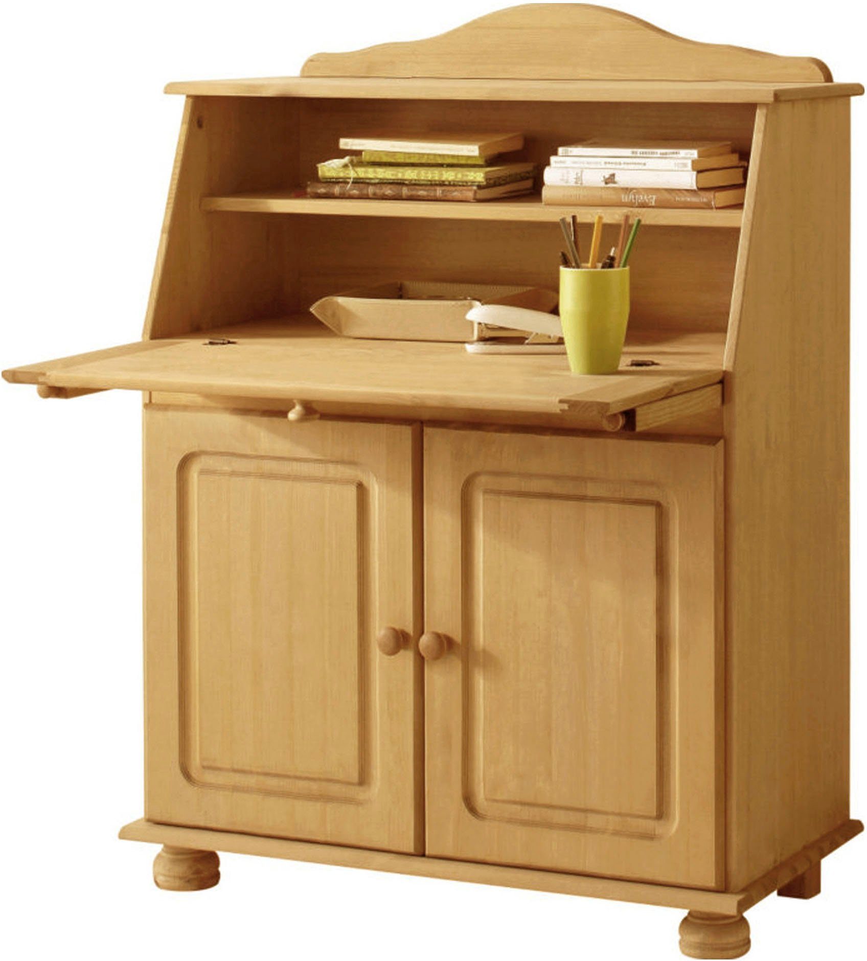 Home affaire Secretaire Mette, bureau in landhuisstijl, gemaakt van massief hout, breedte 82 cm