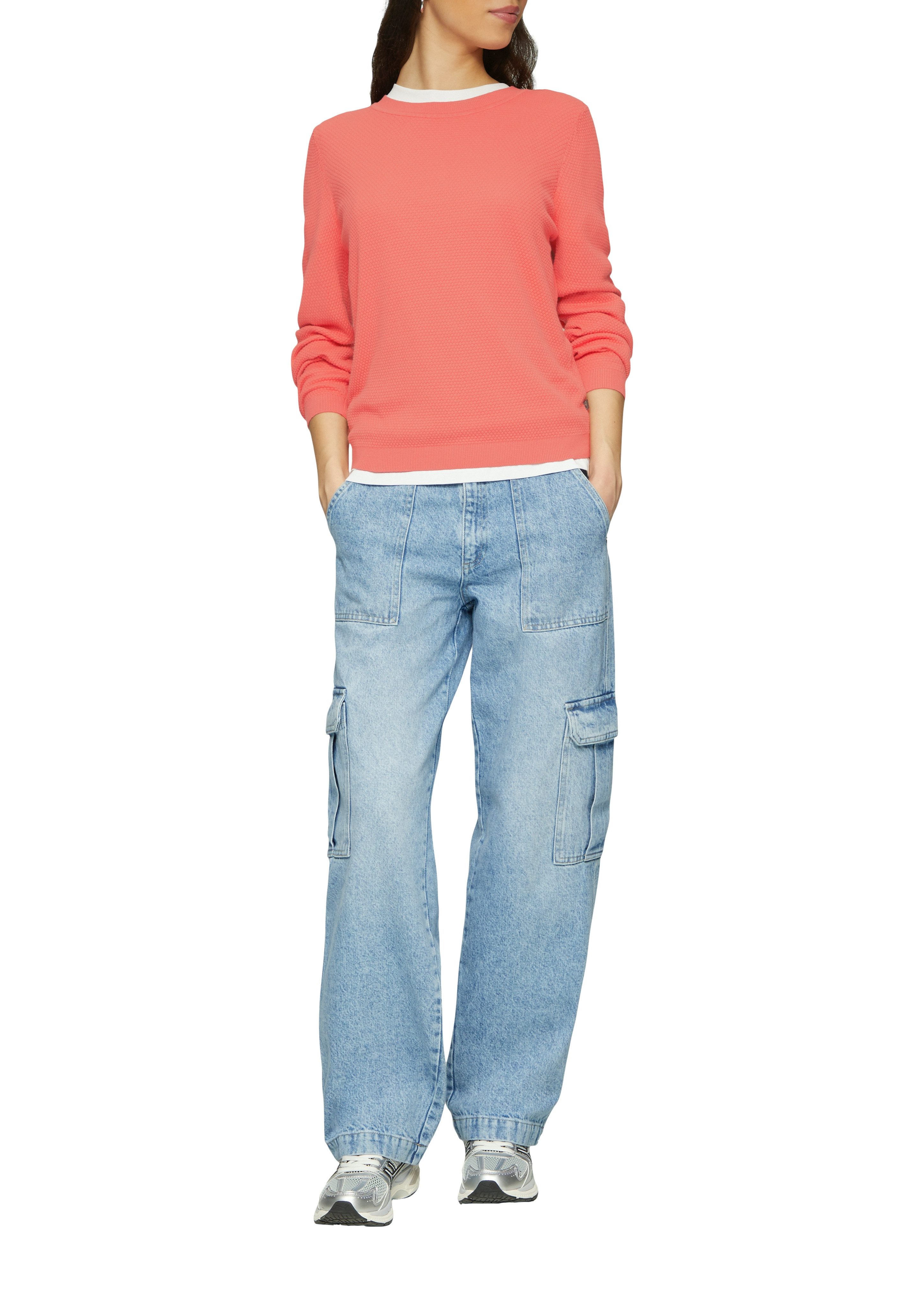 Q/S designed by Trui met ronde hals in tricot-look