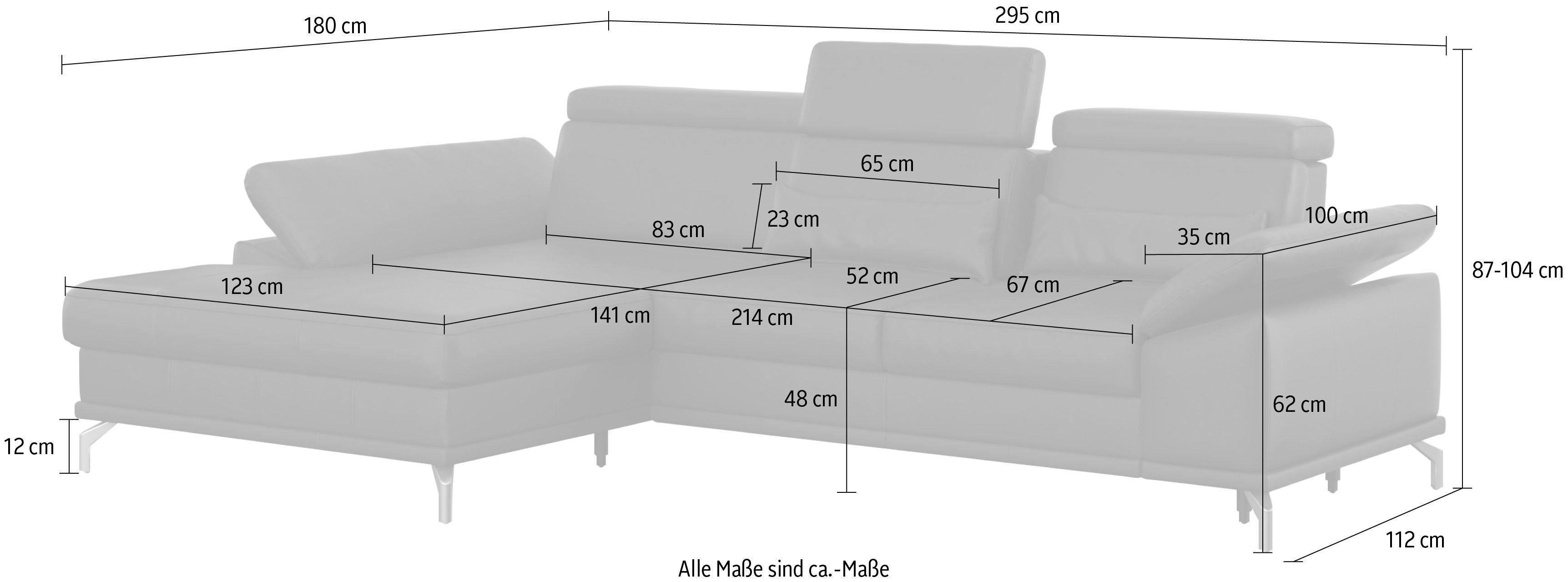 sit&more Hoekbank Cabrio L-vorm, met zitdiepteverstelling, arm- en hoofdsteunverstelling