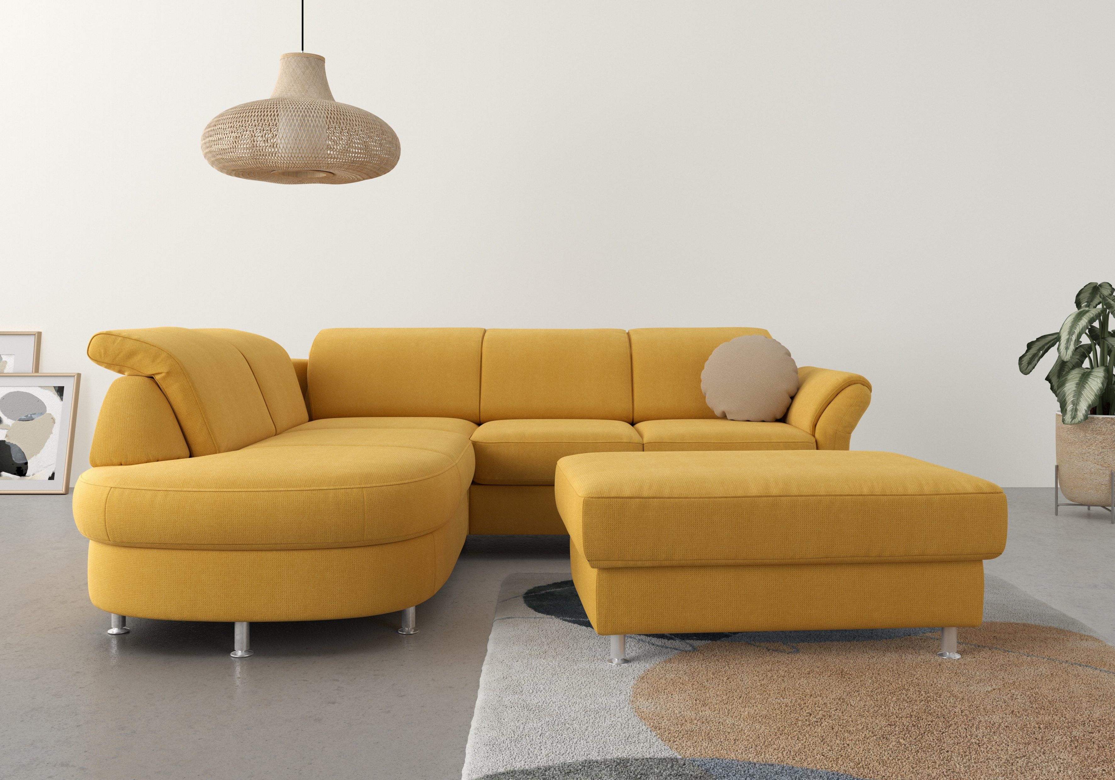 sit&more Hoekbank Apulia L-vorm slaapfunctie naar keuze, bedkist en verstelbare hoofdsteun en armleuning , hoekbanken, Structuur zacht, Met
