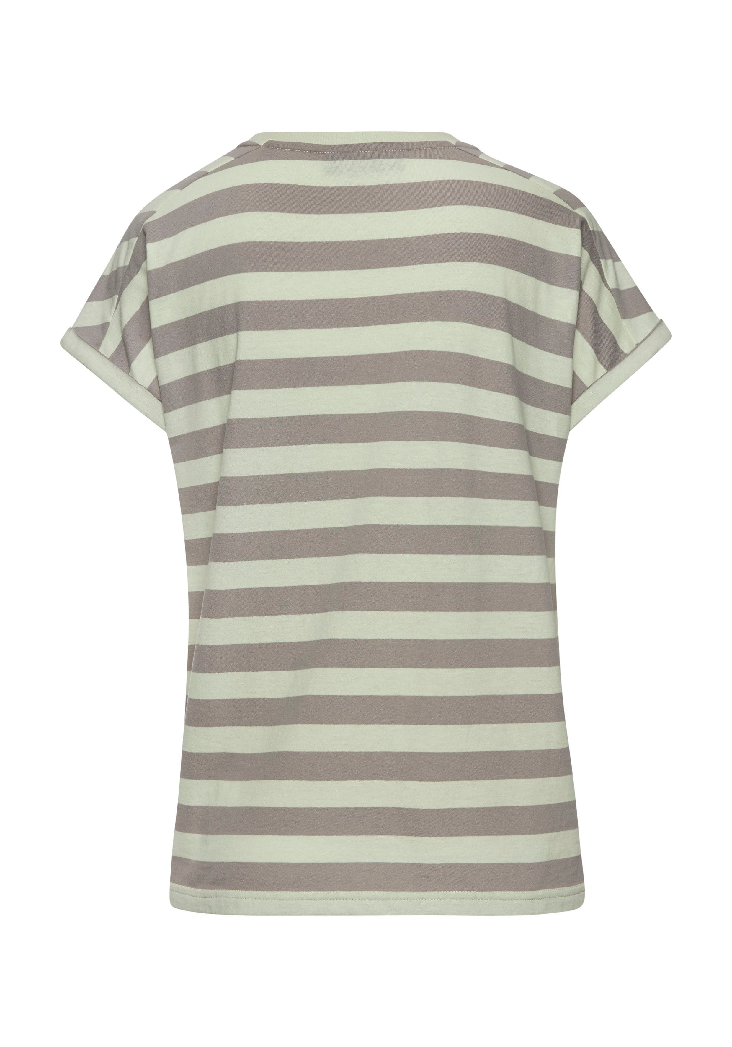 Elbsand T-shirt Calisa met streeppatroon, sportief shirt met korte mouwen van katoenmix