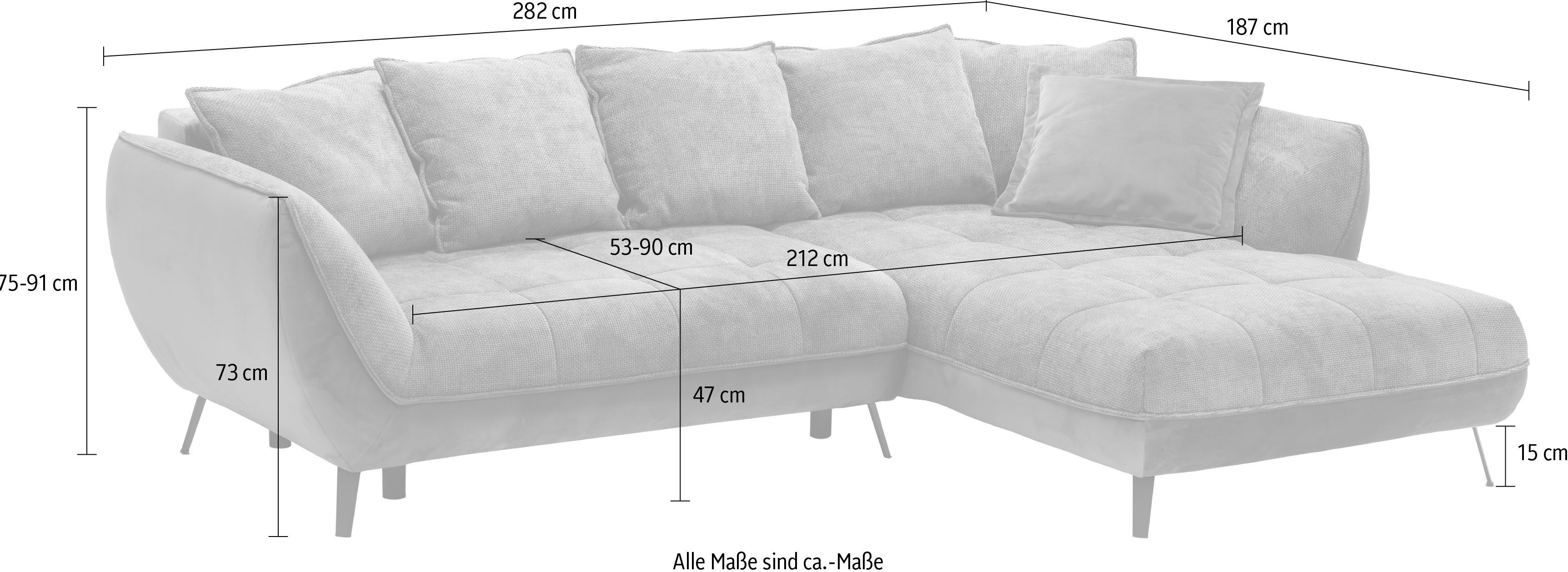 exxpo - sofa fashion Hoekbank Midway met eenvoudige Easy-Lift bedfunctie, comfortabel en modern