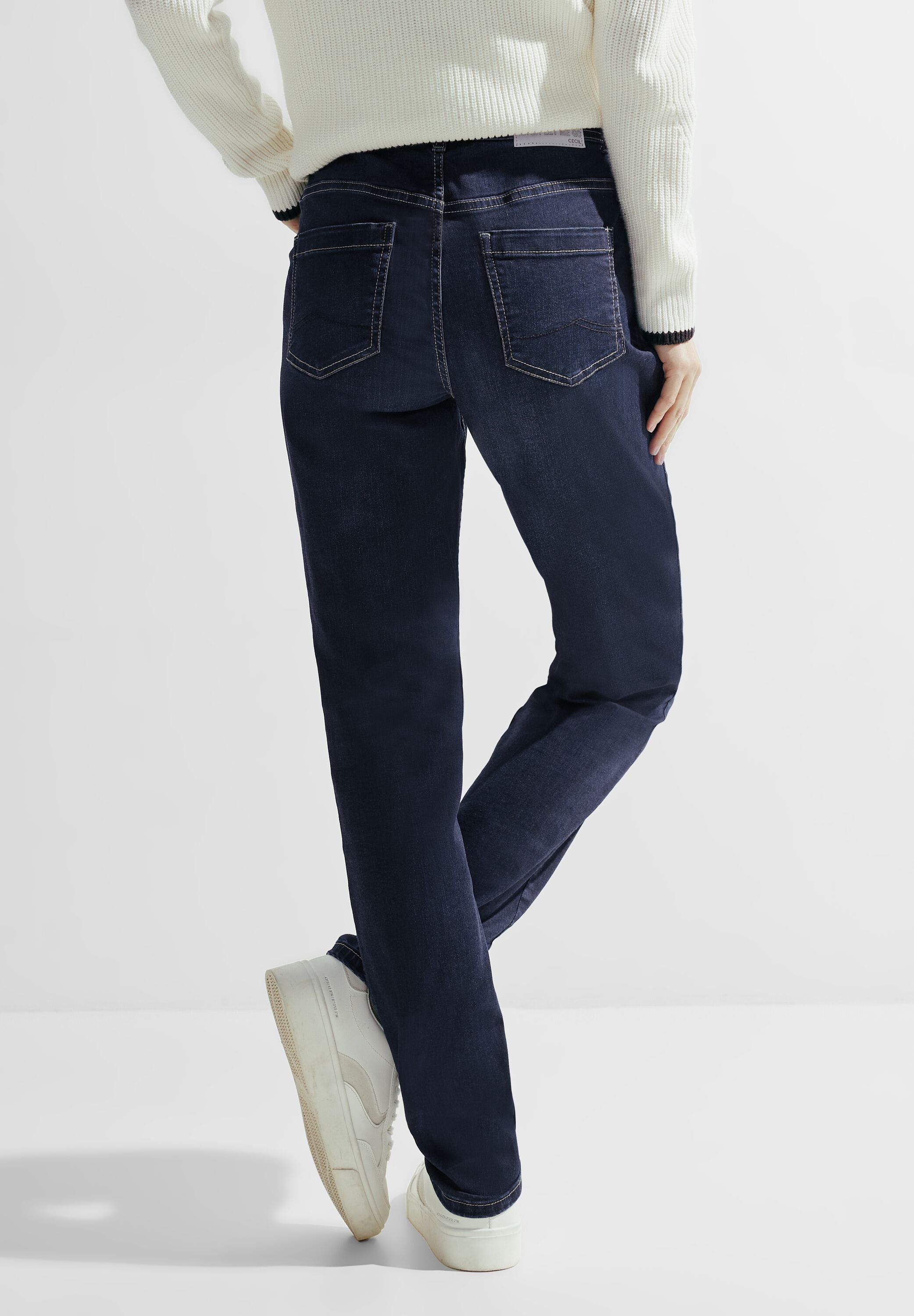 Cecil Slim fit jeans Toronto in donkerblauwe wassing