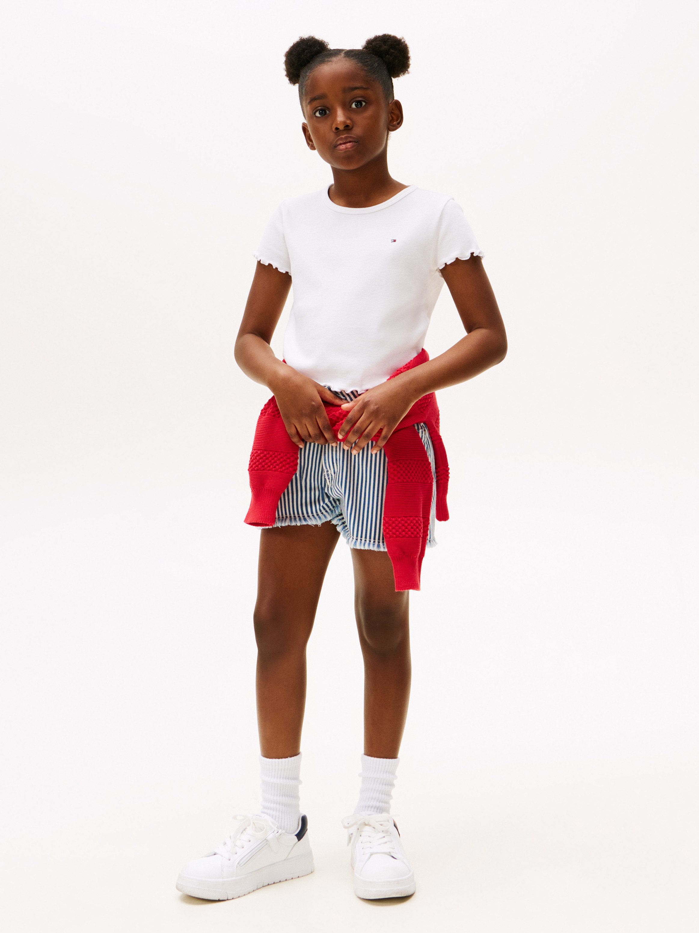 Tommy Hilfiger T-shirt ESSENTIAL RIB TOP SS met babylock-randen, met logo-borduursel