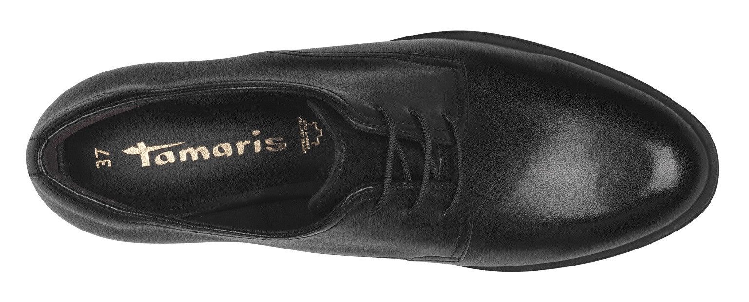 Tamaris Veterschoenen , blokhak, lage schoen, zakelijke schoen met sierstiksels