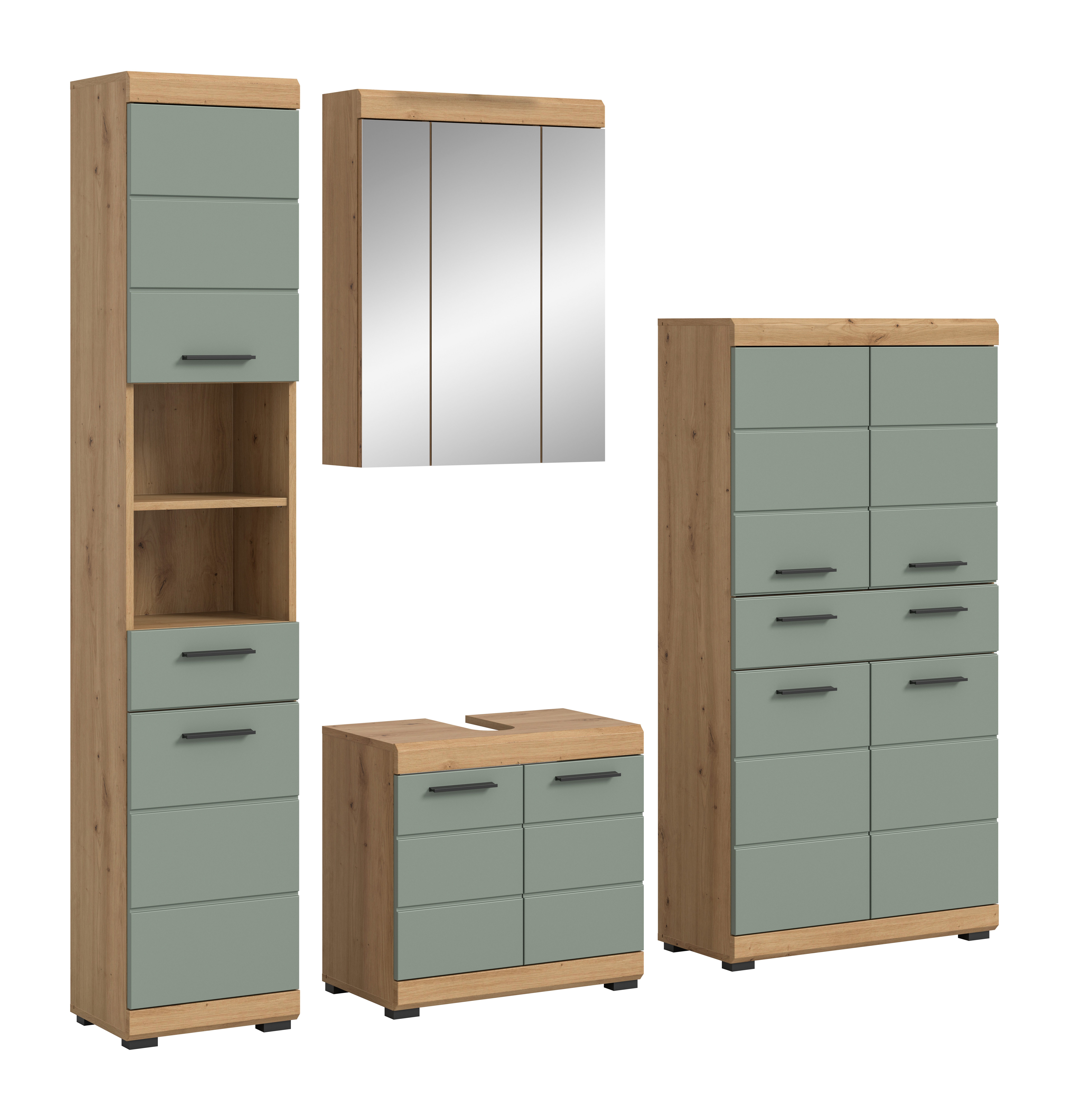 INOSIGN Badkamerserie Siena, 4-delig, bestaande uit: Hoge kast, wastafelonderkast, spiegelkast, middenkast (set, 4-delig) badmeubelsets