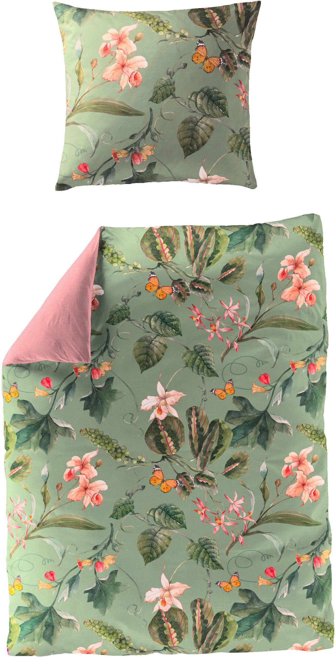 BIERBAUM Overtrekset CARO met prachtige bloemen (2-delig)