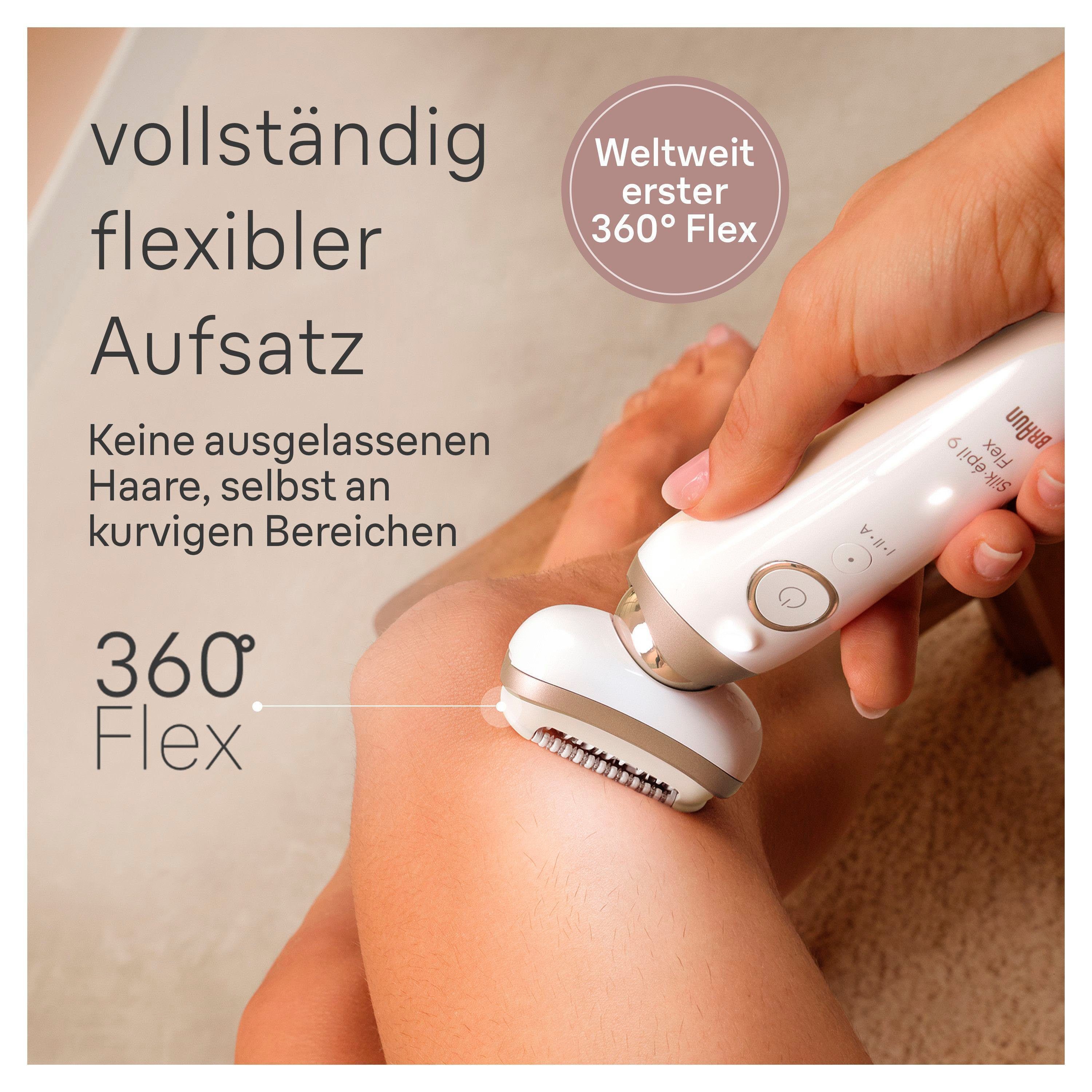 Braun Epilator Silk-épil Flex 9 9-071 met scheeropzetstuk, trimmeropzetstuk & massageopzetstuk