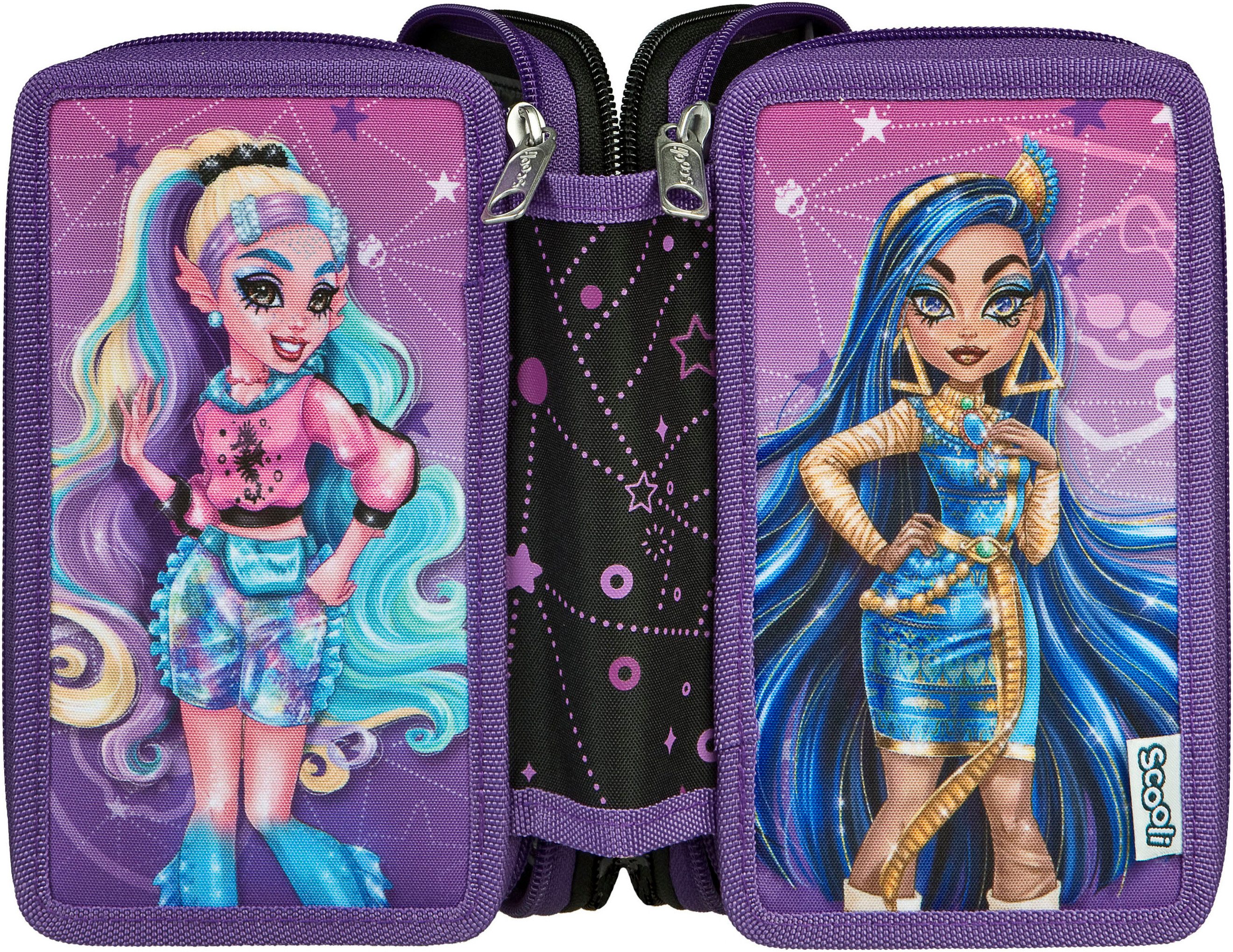 Scooli Etui Tripledecker, Monster High gevuld, inclusief geodriehoek