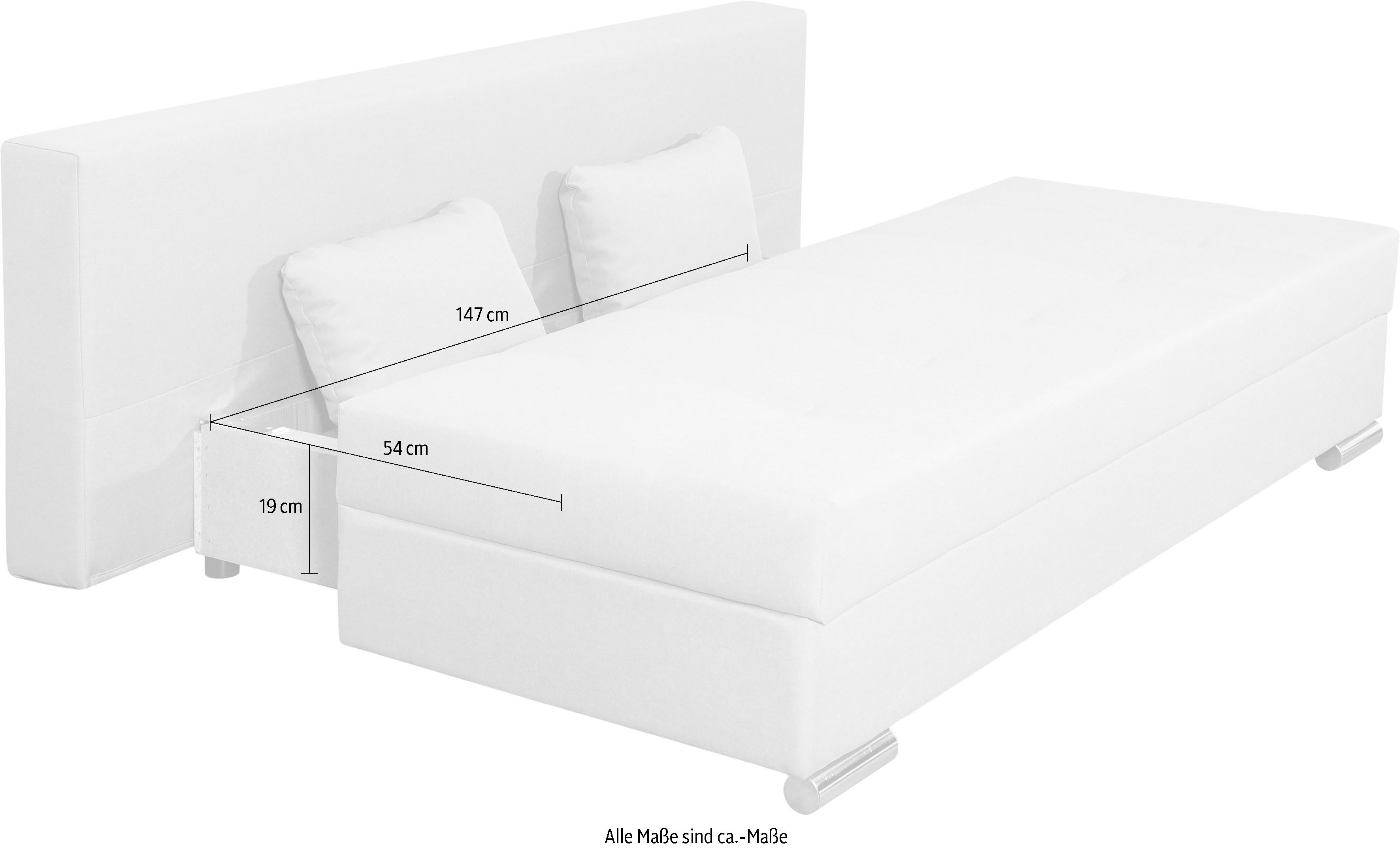 COLLECTION AB Slaapbank Tania met bedfunctie en bedlade comfortabele zitcomfort: veren-kern bekleding, inclusief rugkussen