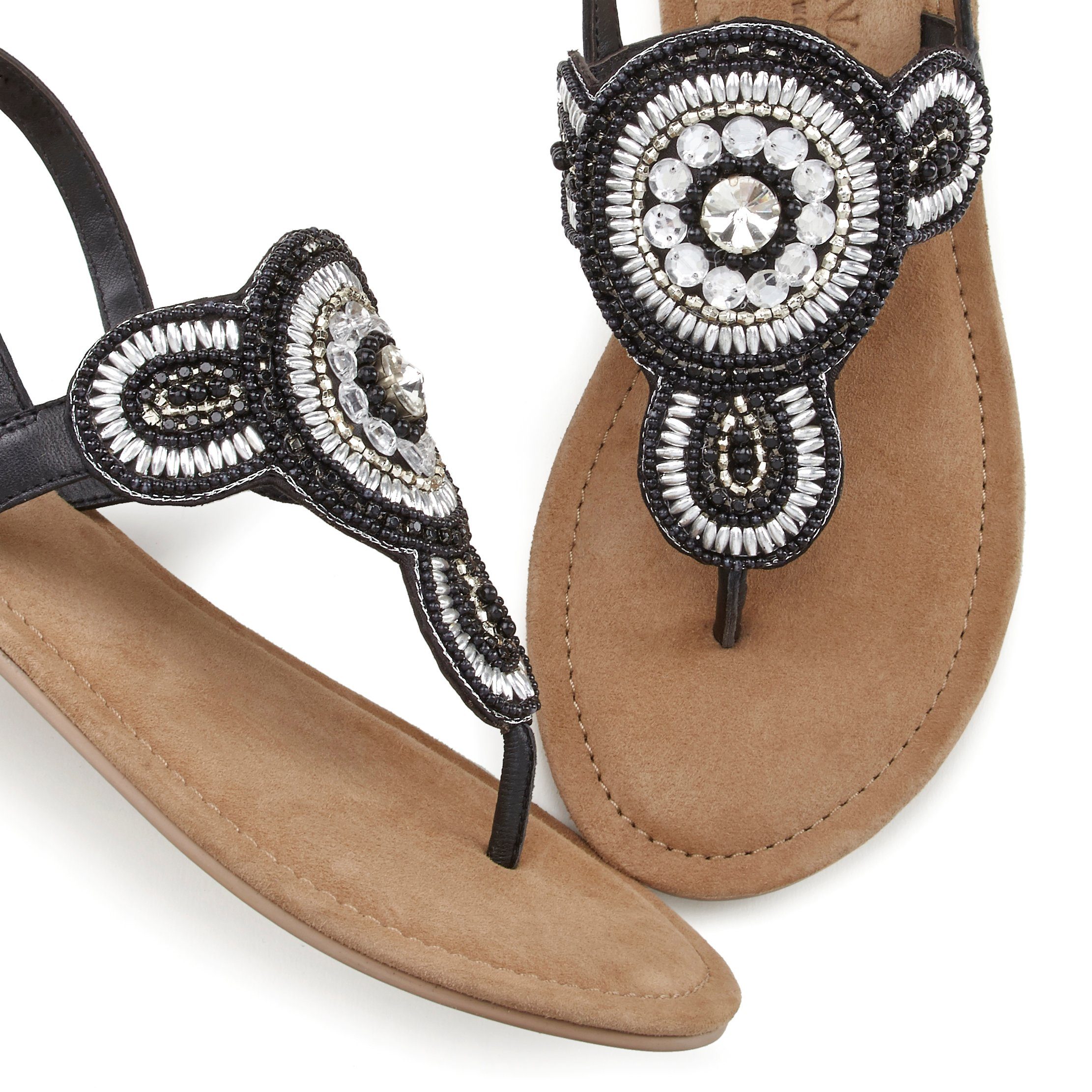 Lascana Teenslippers Sandaal, pantoffel in glitter-look en zachte leren binnenzool