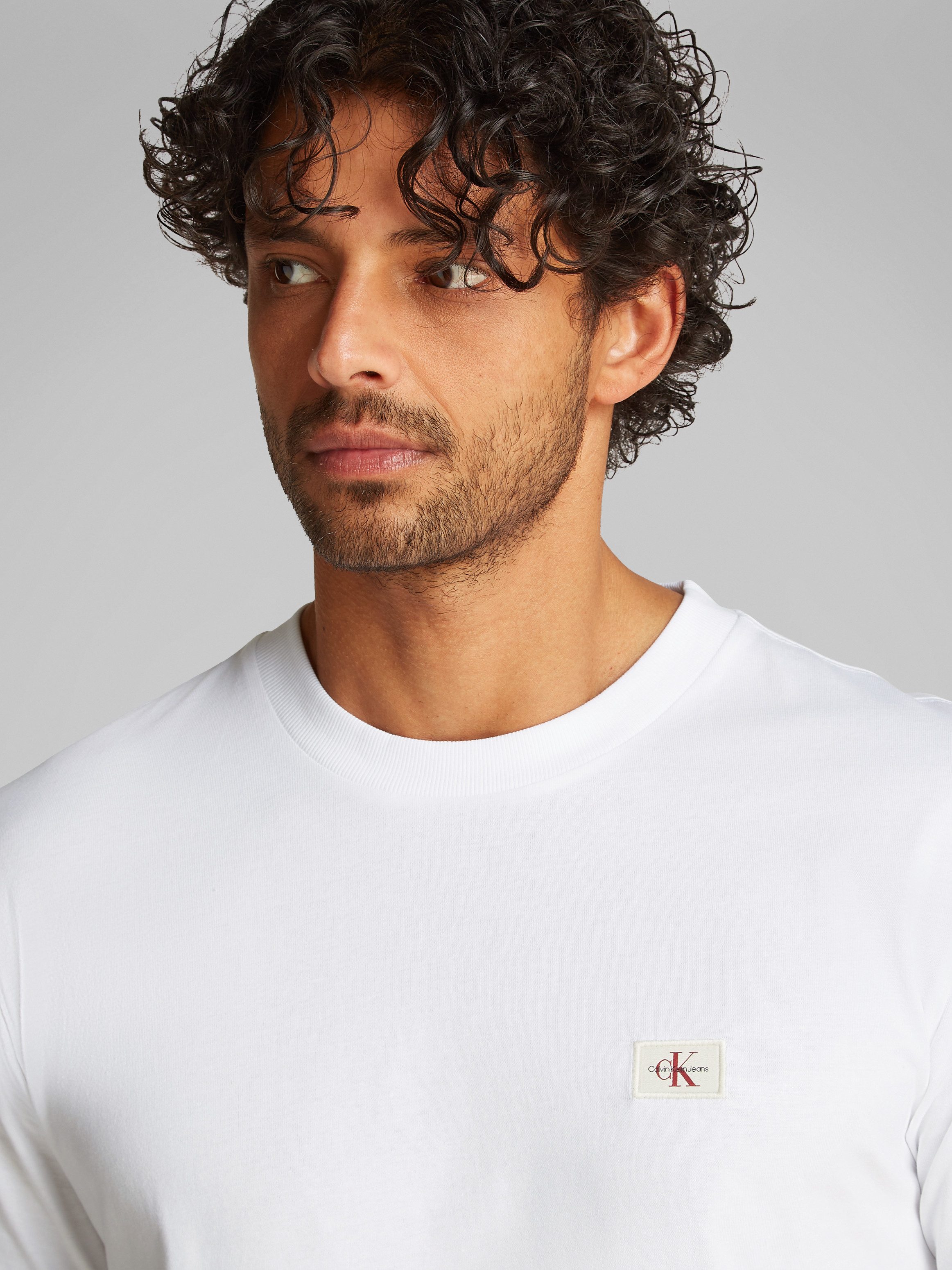 Calvin Klein Shirt met ronde hals WOVEN LABEL REGULAR TEE
