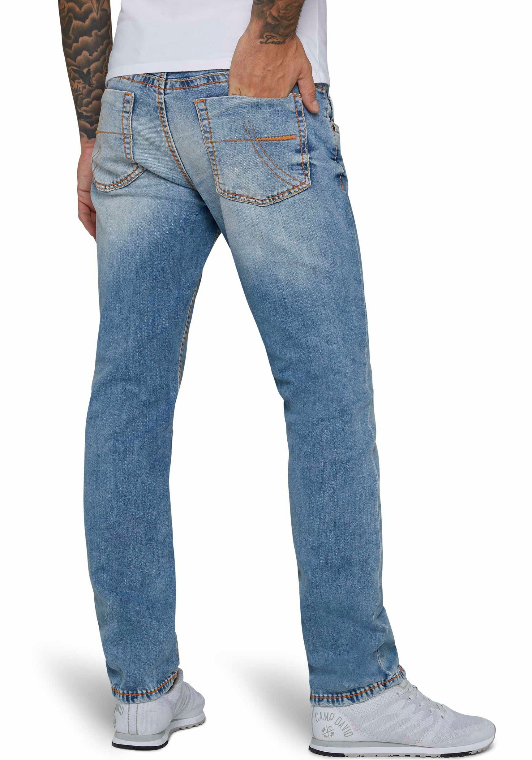 CAMP DAVID Straight jeans NI:CO:R611 met opvallende stiknaden