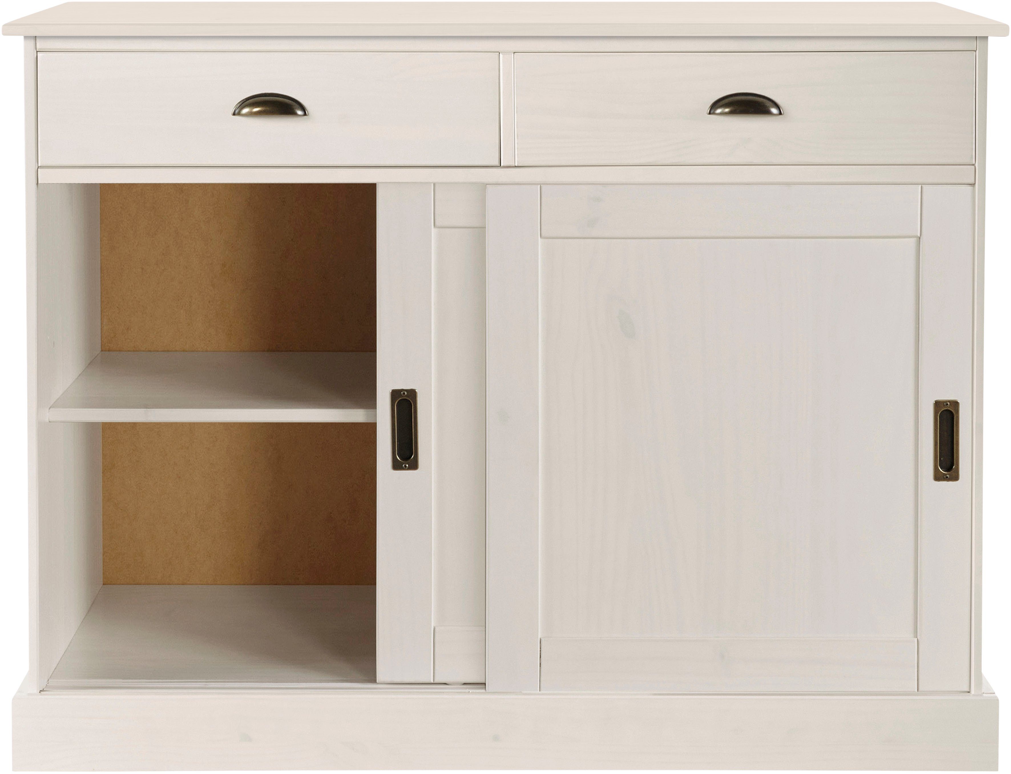 Home affaire Dressoir Schröder Commode, 2 schuifdeuren, 2 lades, van massief dennenhout