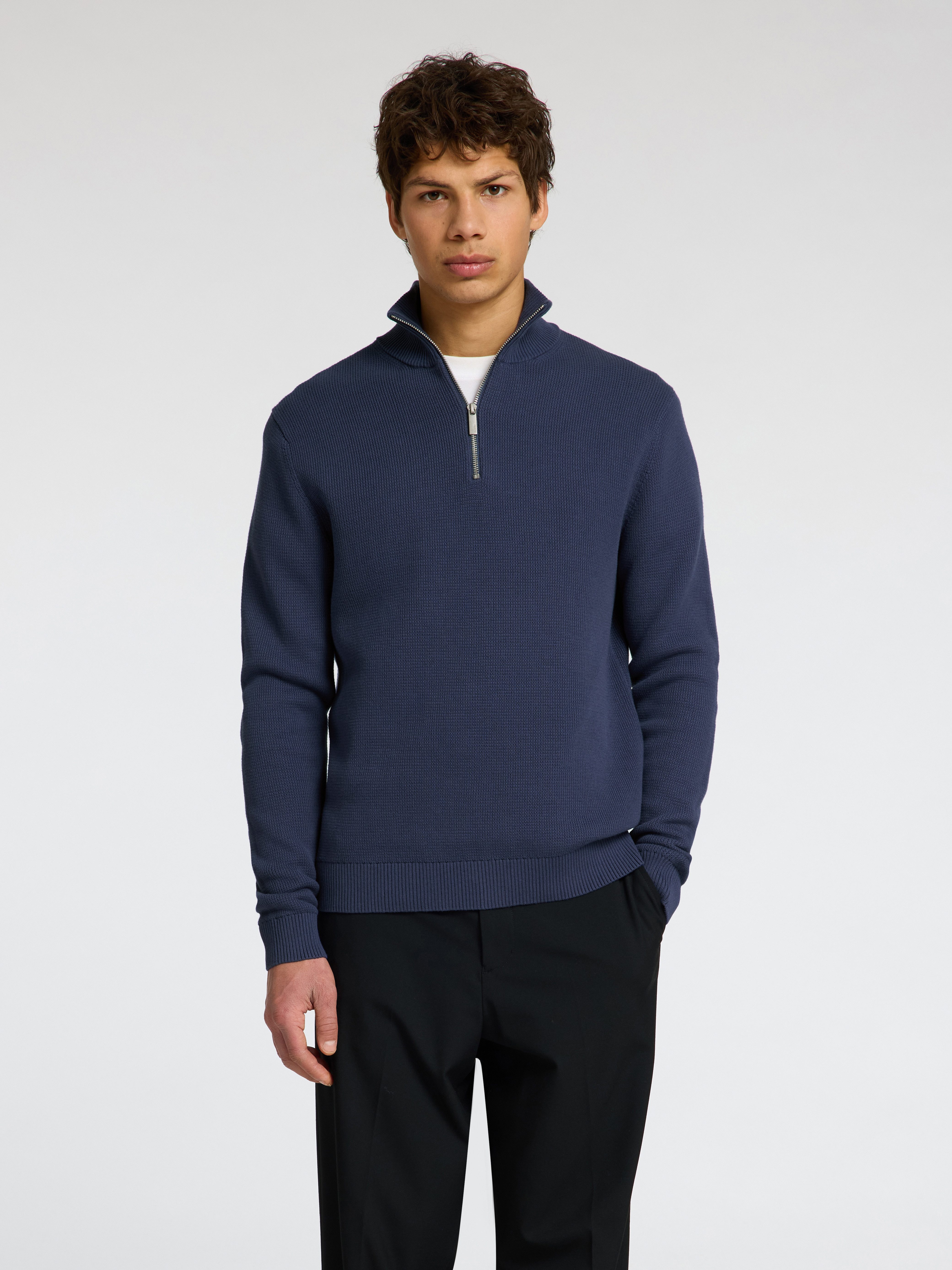 SELECTED HOMME Schipperstrui SLHDANE LS KNIT STRUCTURE HALF ZIP NOOS