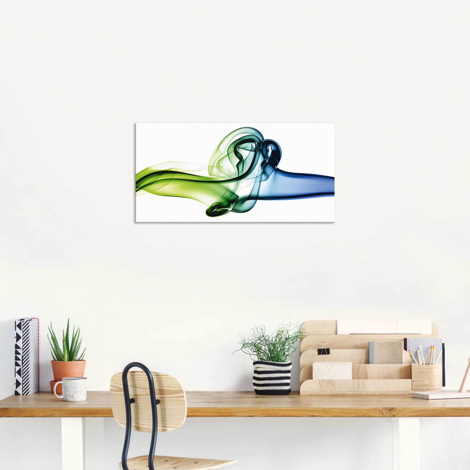 Artland Artprint Botsing van blauw en groen als artprint van aluminium, artprint op linnen, muursticker, verschillende maten