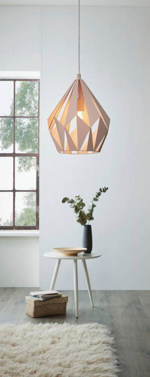 EGLO Hanglamp CARLTON-P Vintage hanglamp, retro hanglamp, staal, pastel abrikoos, Ø 31 cm (1 stuk)