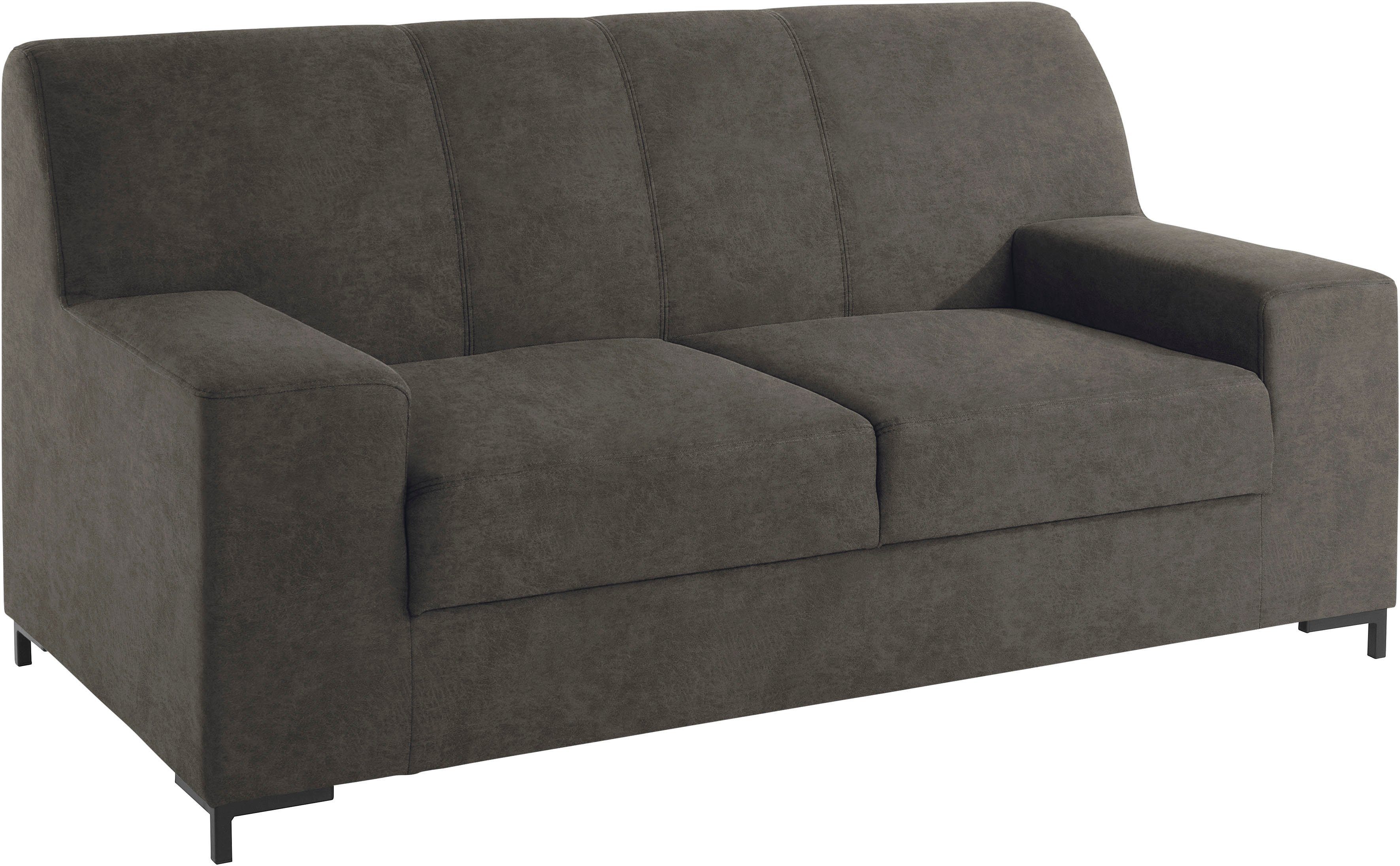 DOMO collection 2-zitsbank Ledas kubisch en comfortabel, platte armleuningen, elegante voet,