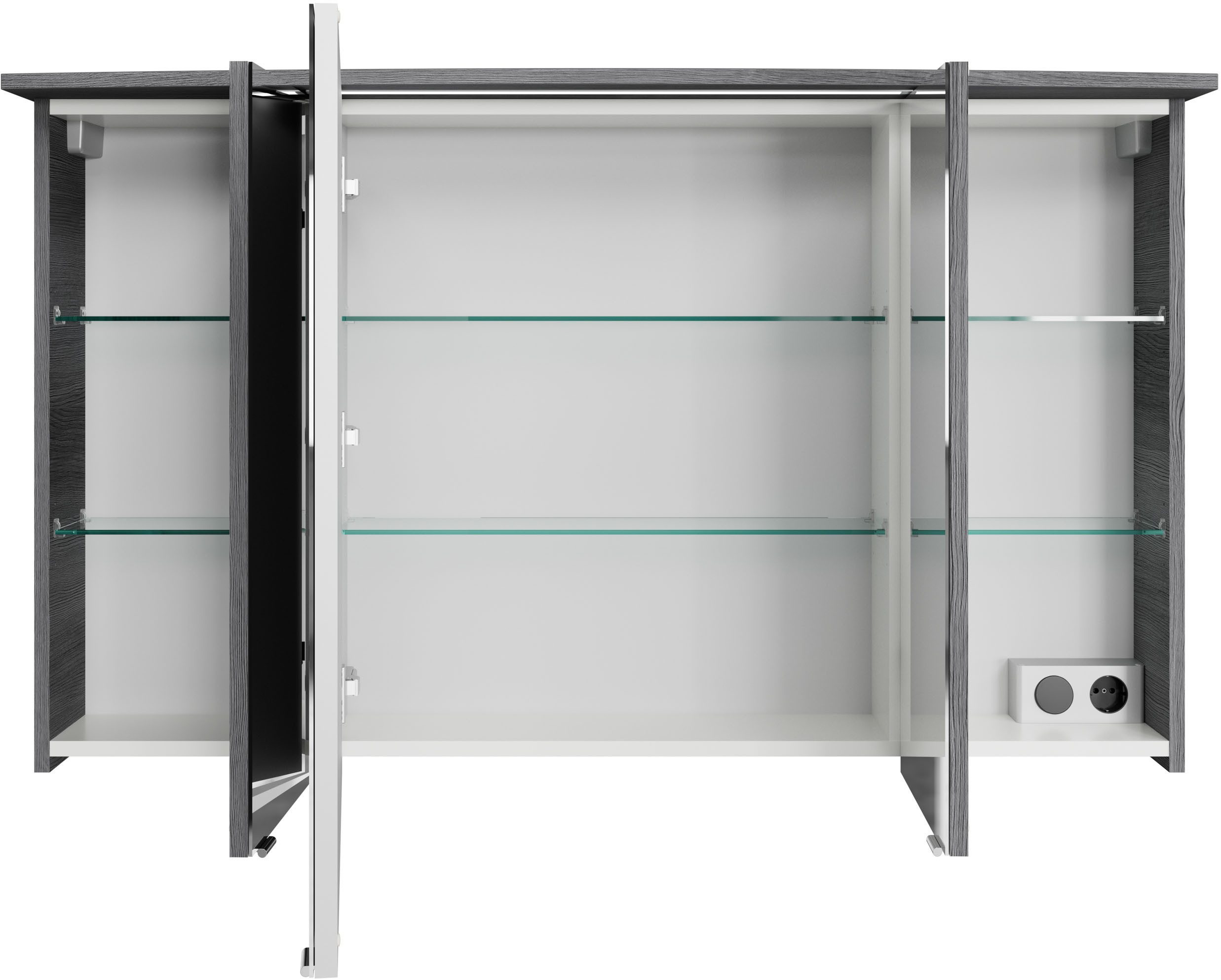 Saphir Badmeubelset Serie 4010 2-delig keramische wastafel met LED-spiegelkast Badkamer set 122 cm breed, incl. deurdemper, 5 deuren, 2 lades (set)
