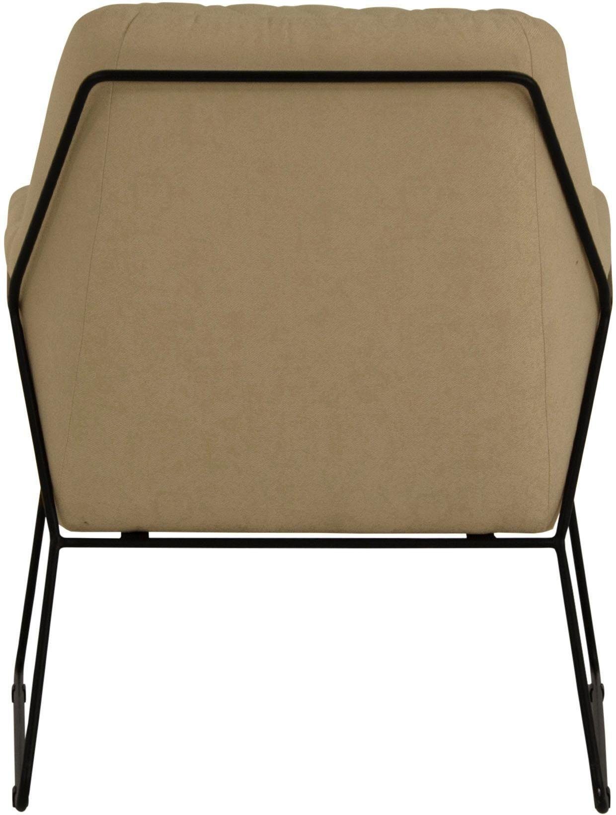 Leonique Fauteuil Olo cocktailsessel met ruit-stempeldruk in de rugleuning en beugelonderstel van metaal