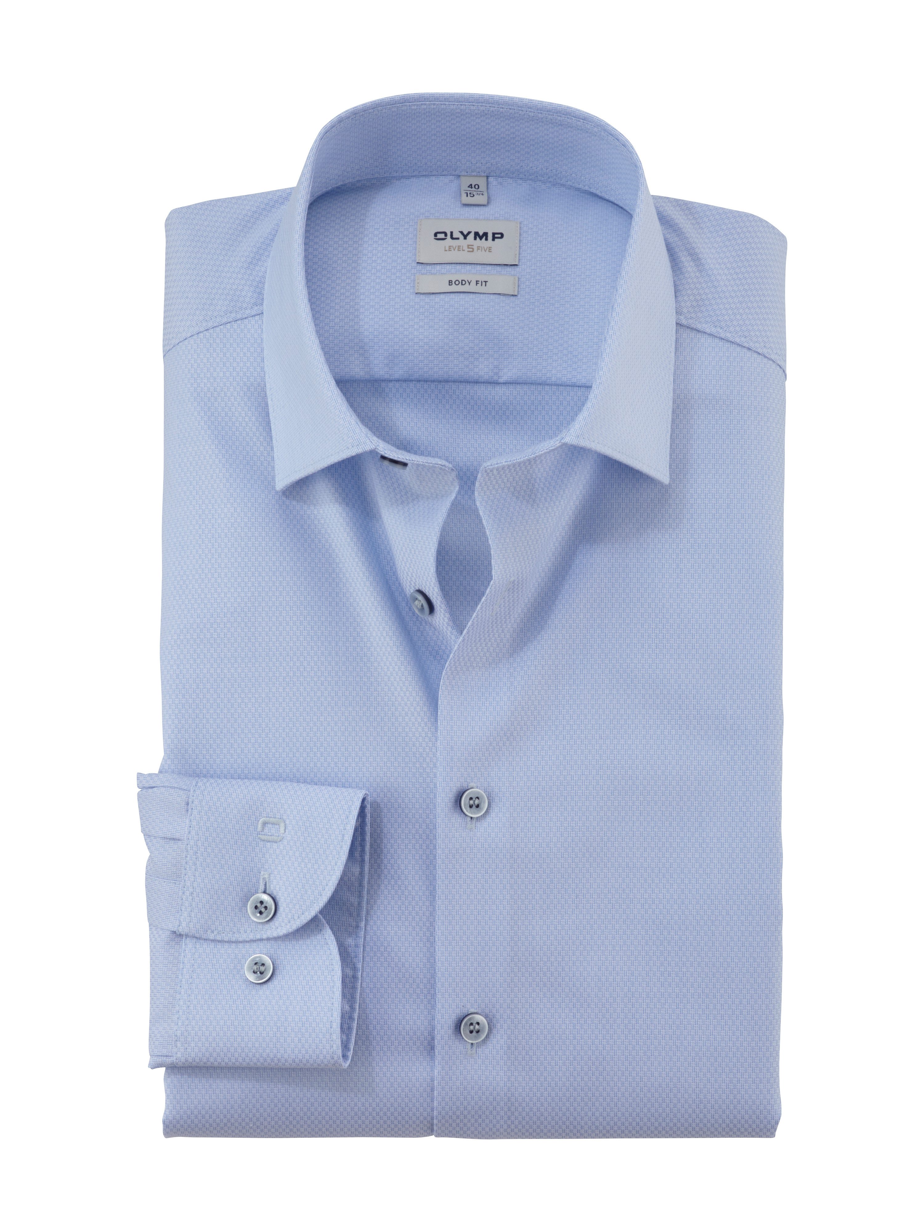 OLYMP Businessoverhemd Level Five body fit heren zakelijke overhemden maat 46 blauw
