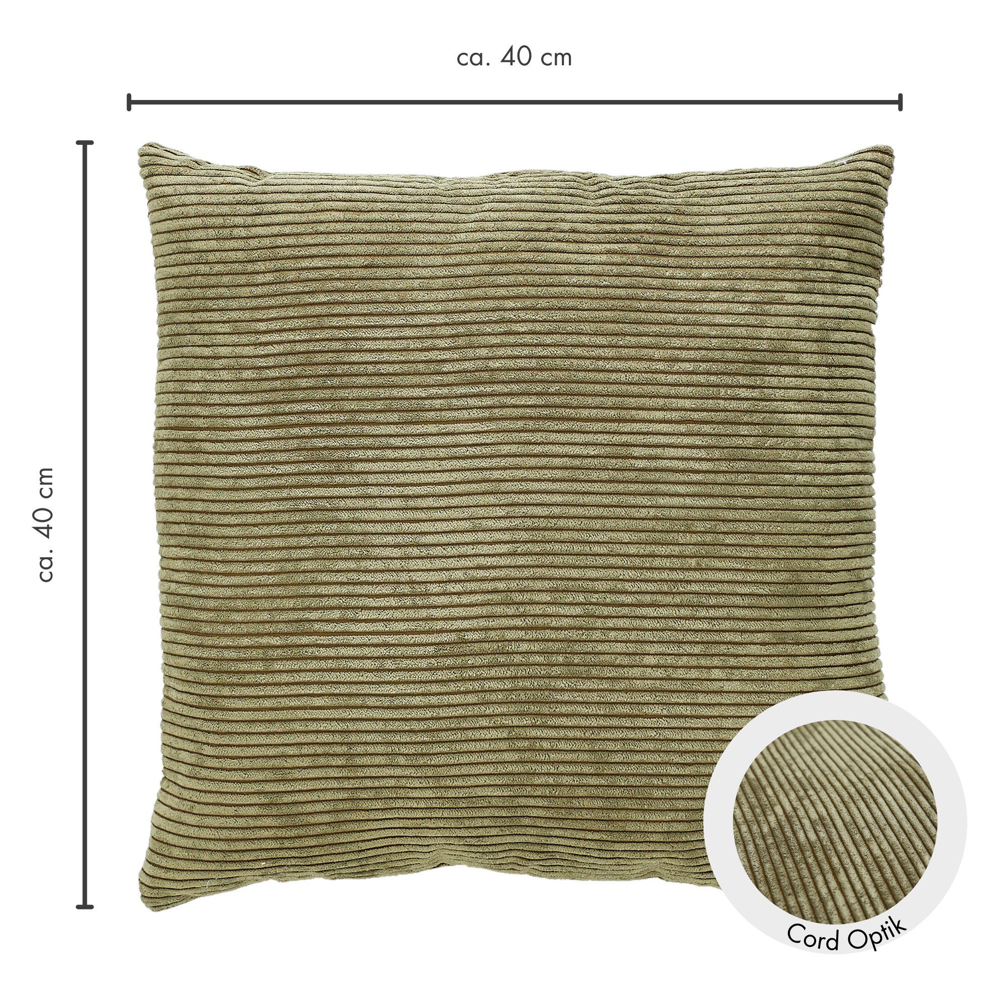 Andiamo Sierkussen Cord kussen Emy, kussenhoes met vulling Sierkussens, vierkant, 40x40 of 30x50 cm, ook verkrijgbaar als 4-delige set (1 stuk)