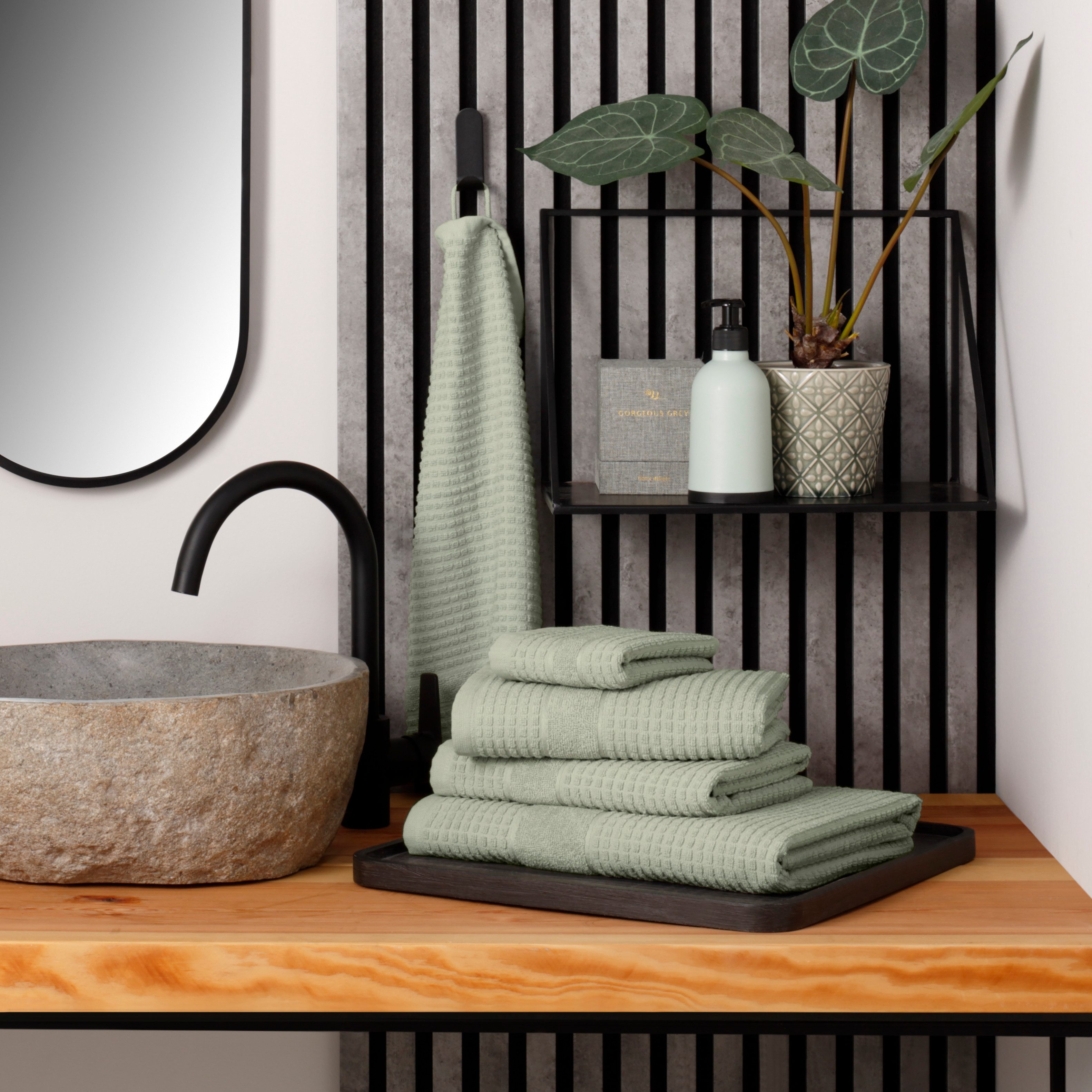 KangaROOS Handdoekenset Zomer, douchehanddoek, handdoek, gastendoeken effen handdoekset van 100% katoen, hoog-laag-effect (set, 5-delig)