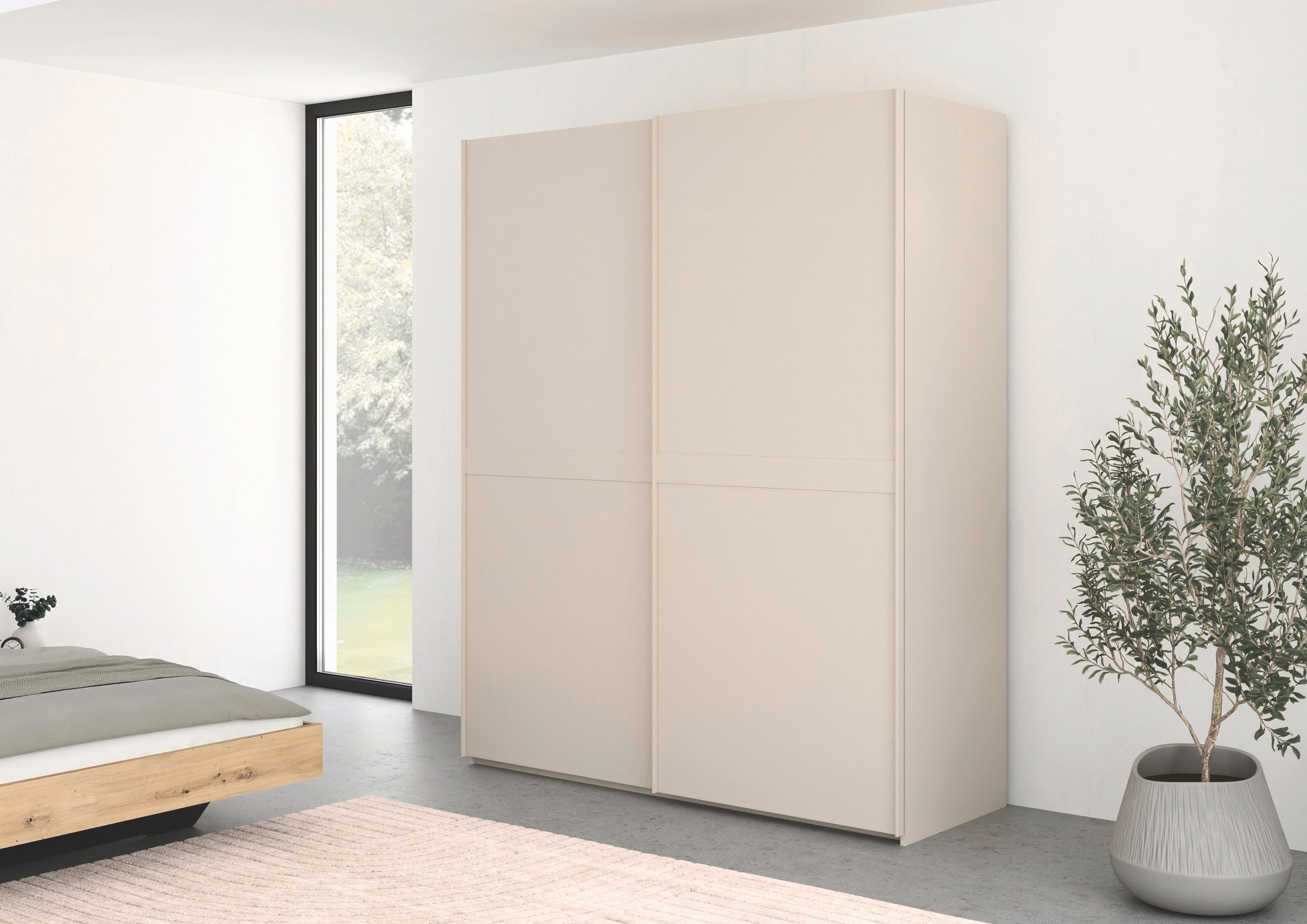 rauch Schuifdeurkast Kledingkast kast garderobe slaapkamerkast SCALE-LINE edel uiterlijk met buikband in corpuskleur decorfront made in germany