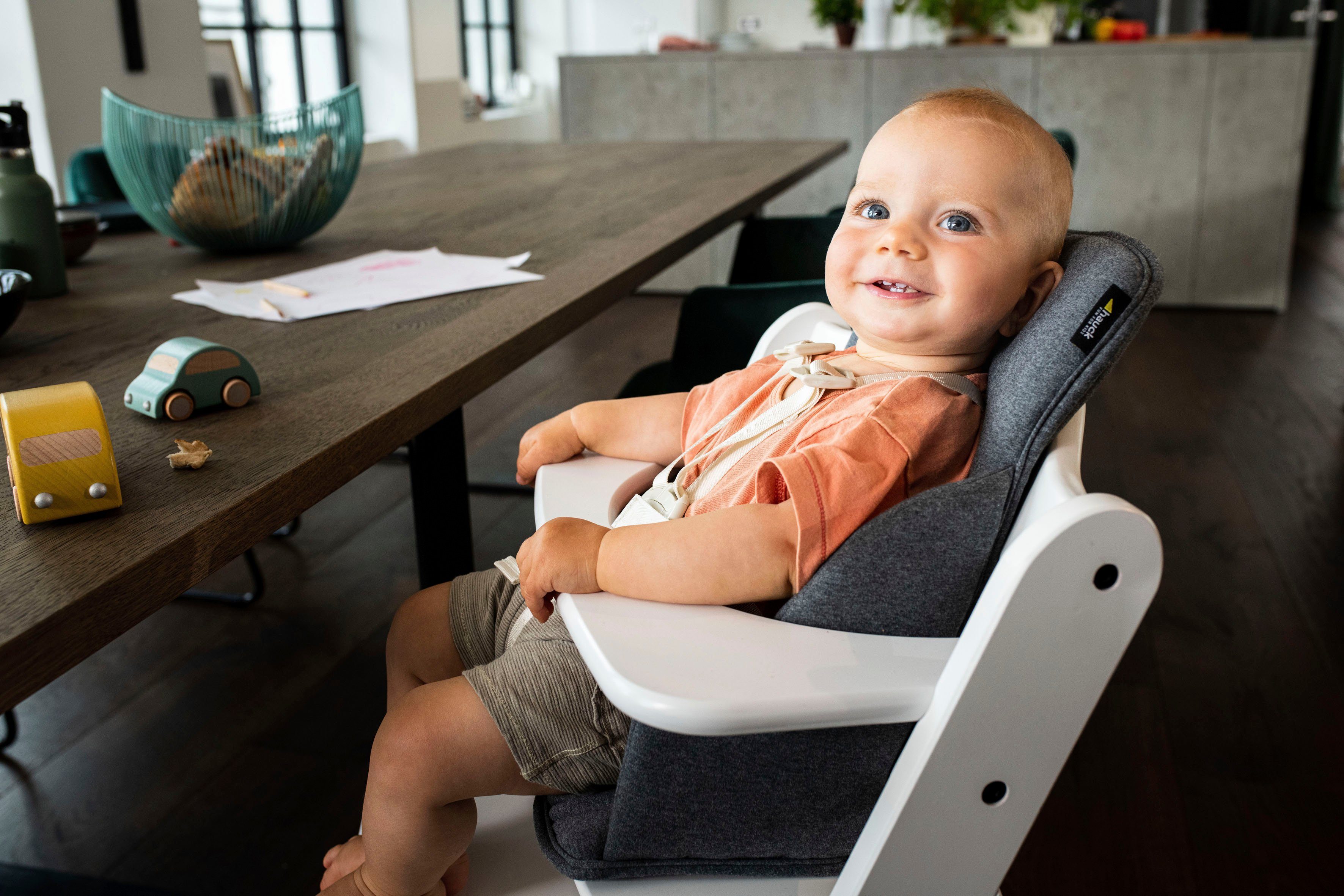 Hauck Stoelverkleiner Alpha Cosy Comfort, stretch grey voor de alpha+ houten kinderstoel