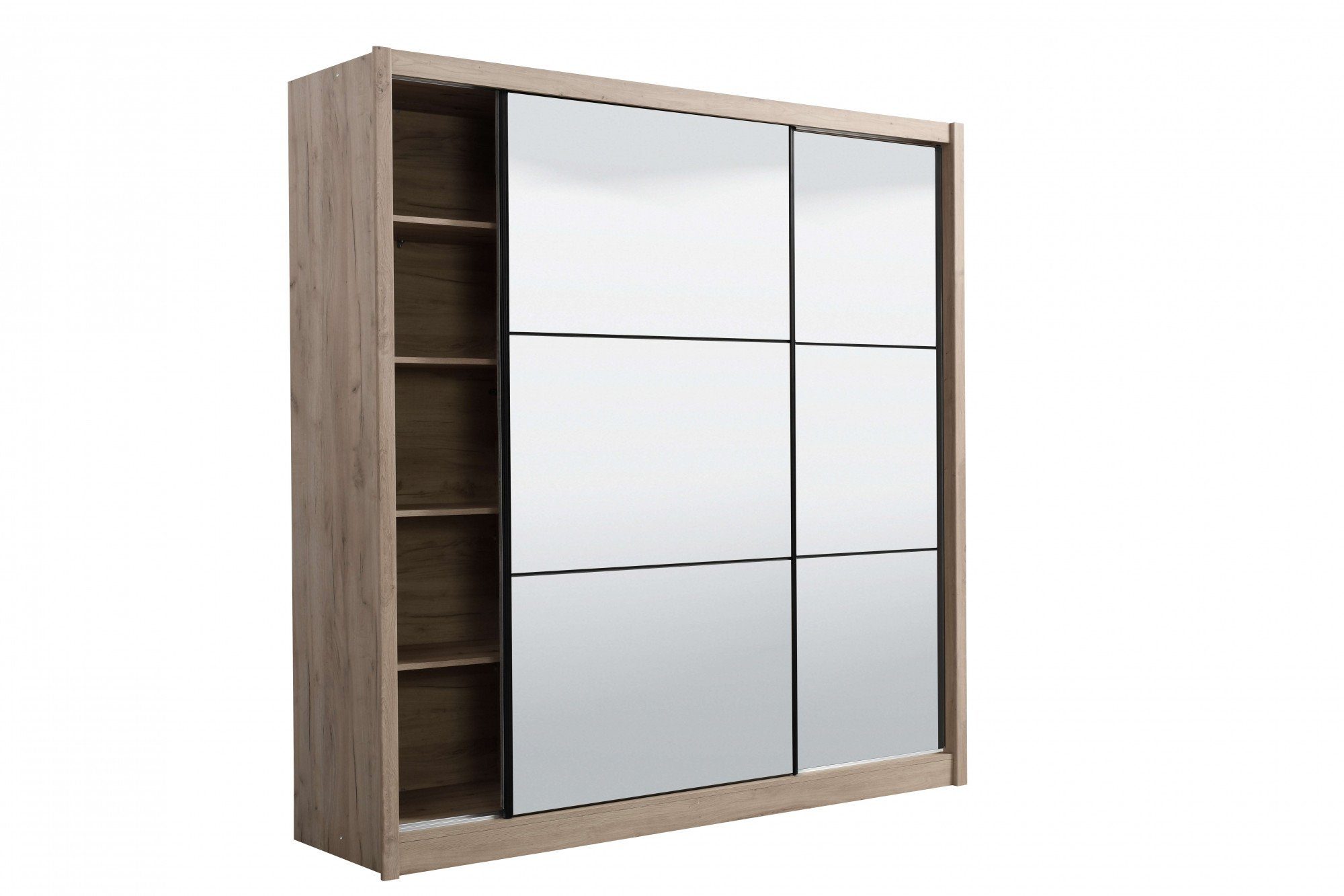 INOSIGN Schuifdeurkast Navara kledingkast met spiegel linnenkast met volledige spiegelfront, fsc®-gecertificeerd, 213,5x215,5x61cm