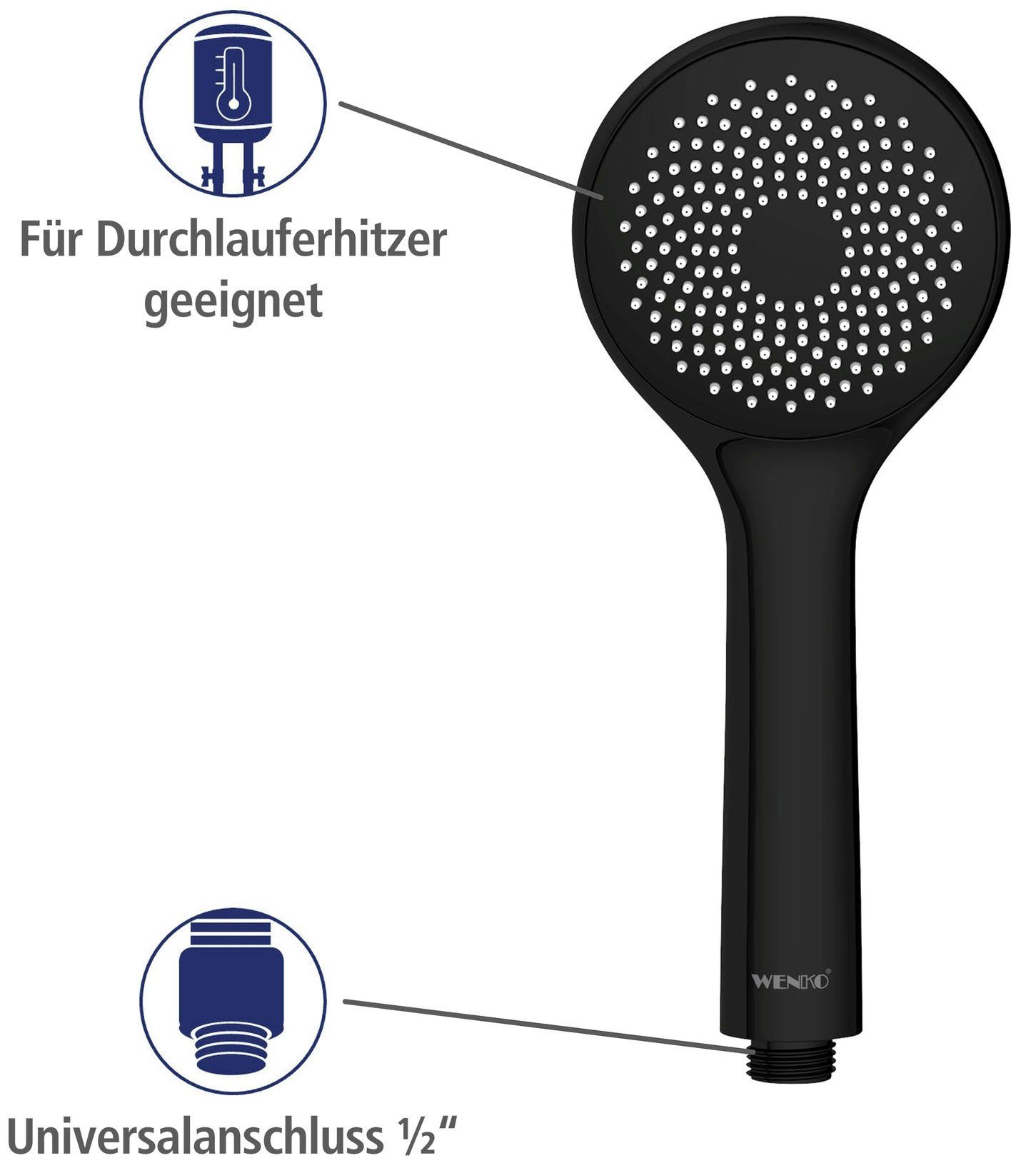 WENKO Handsproeier Watersaving Mat zwart, Ø 9,5 cm (1-delig)
